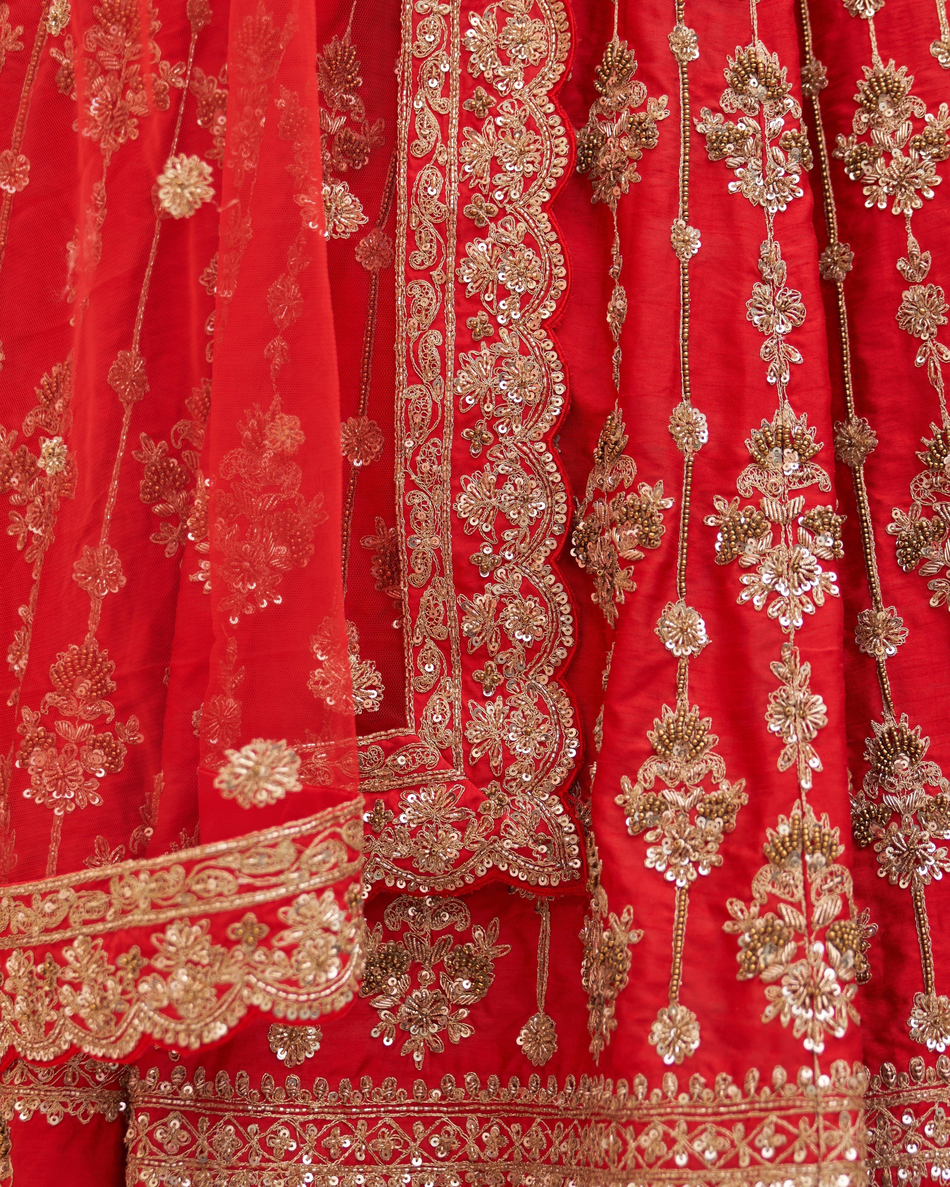 Jona Red Raw Silk Lehenga Set