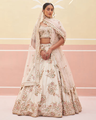Dalia Ivory Raw Silk Lehenga Set