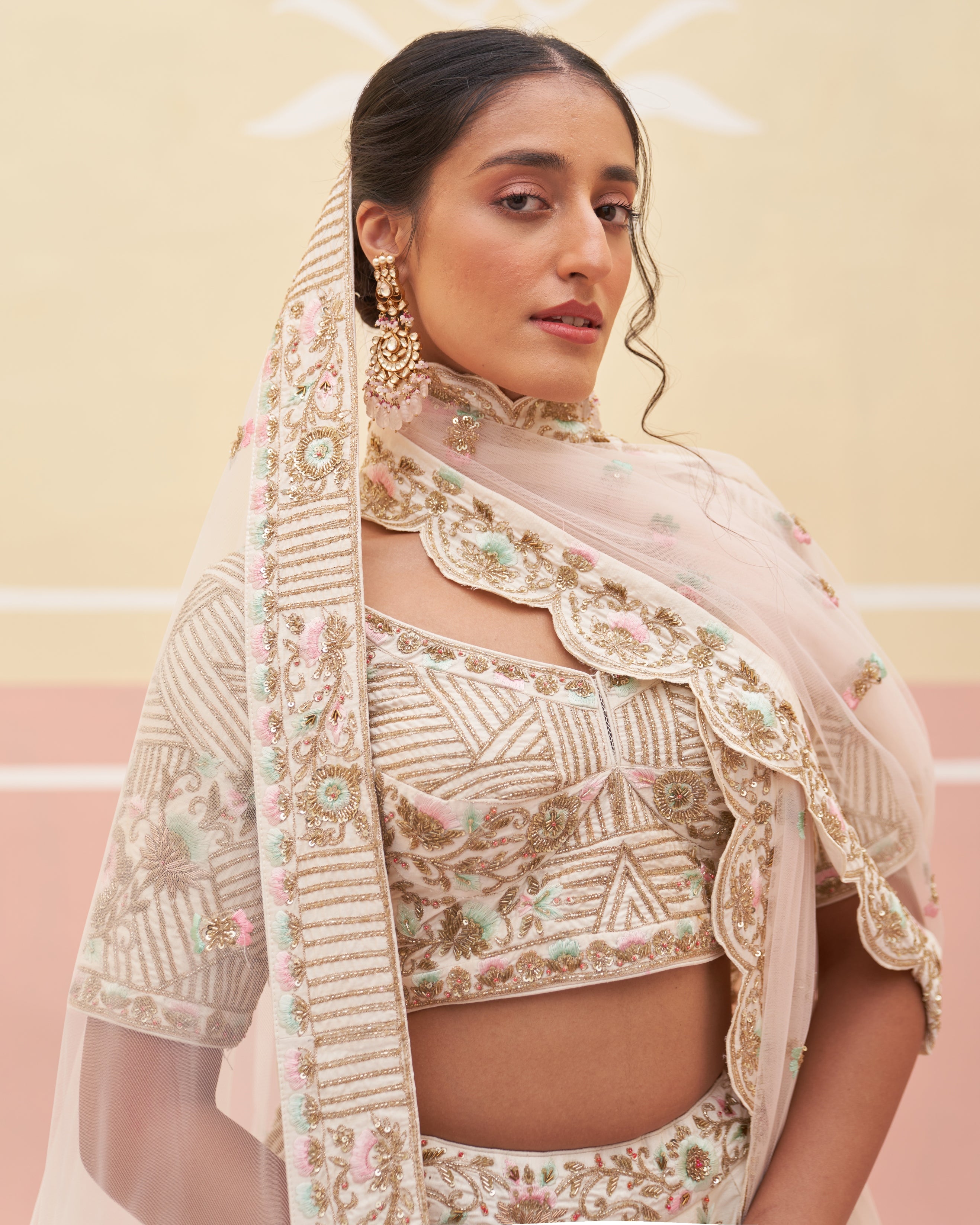 Dalia Ivory Raw Silk Lehenga Set