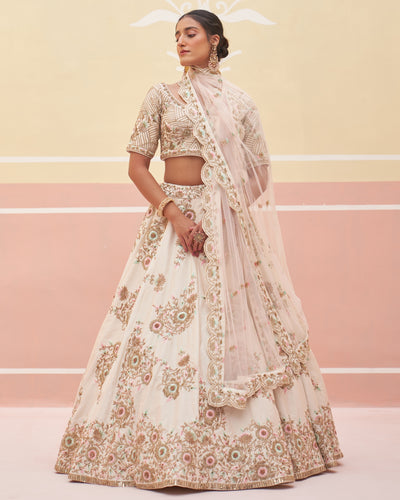 Dalia Ivory Raw Silk Lehenga Set