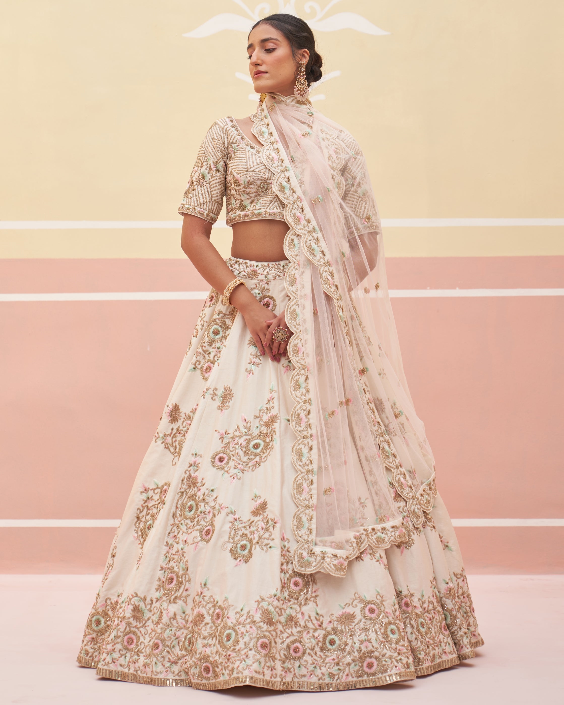 Dalia Ivory Raw Silk Lehenga Set