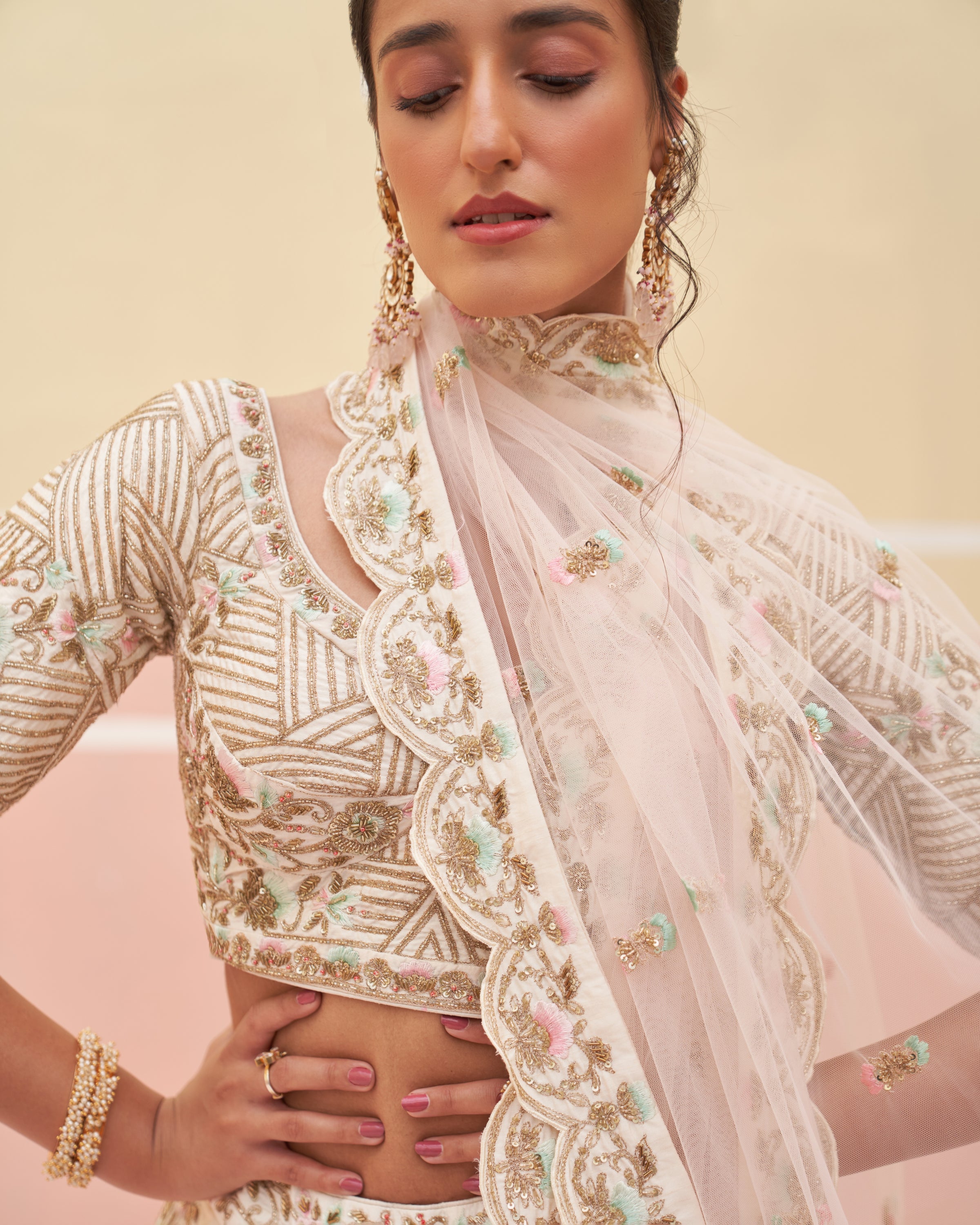 Dalia Ivory Raw Silk Lehenga Set