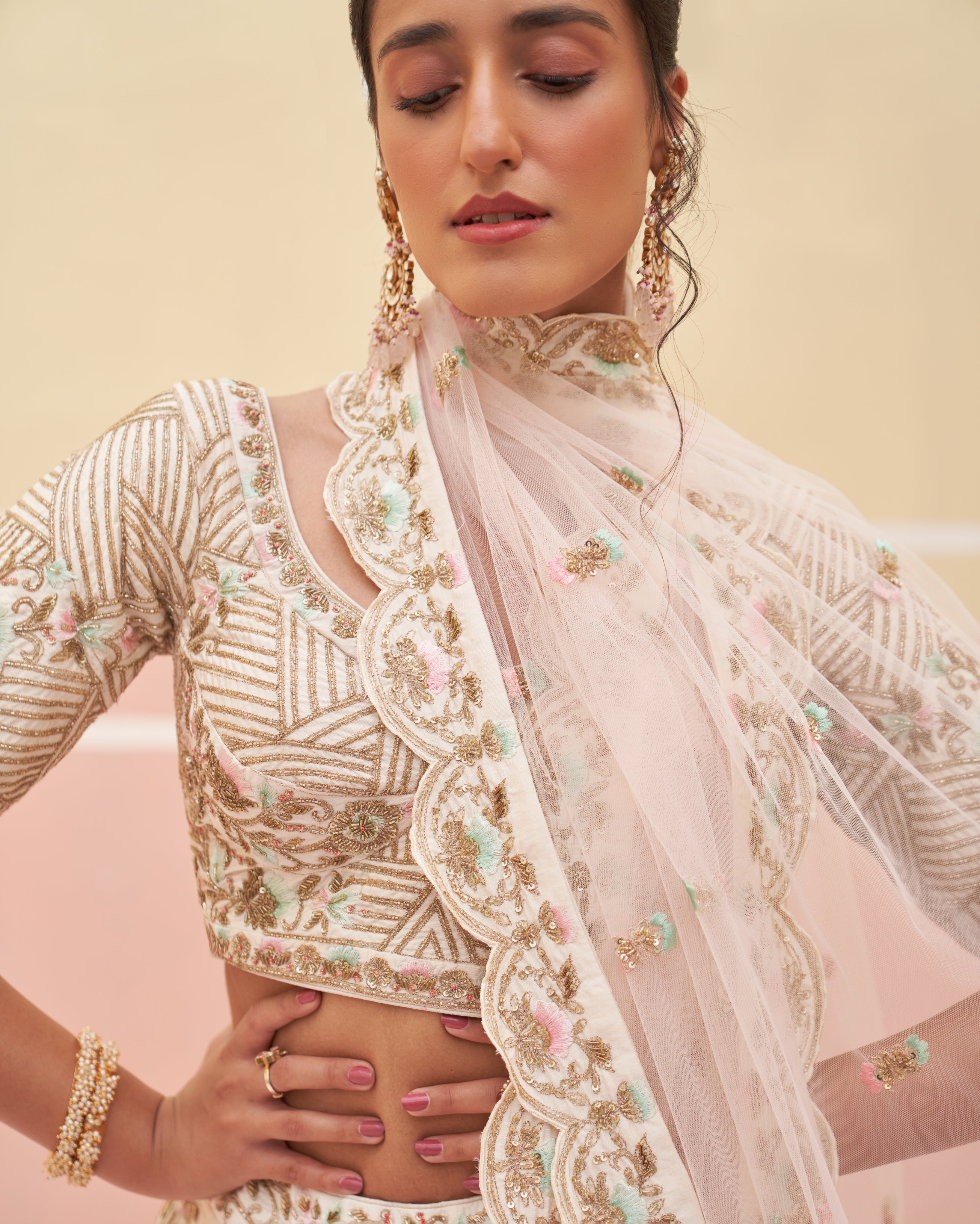 Dalia Ivory Raw Silk Lehenga Set