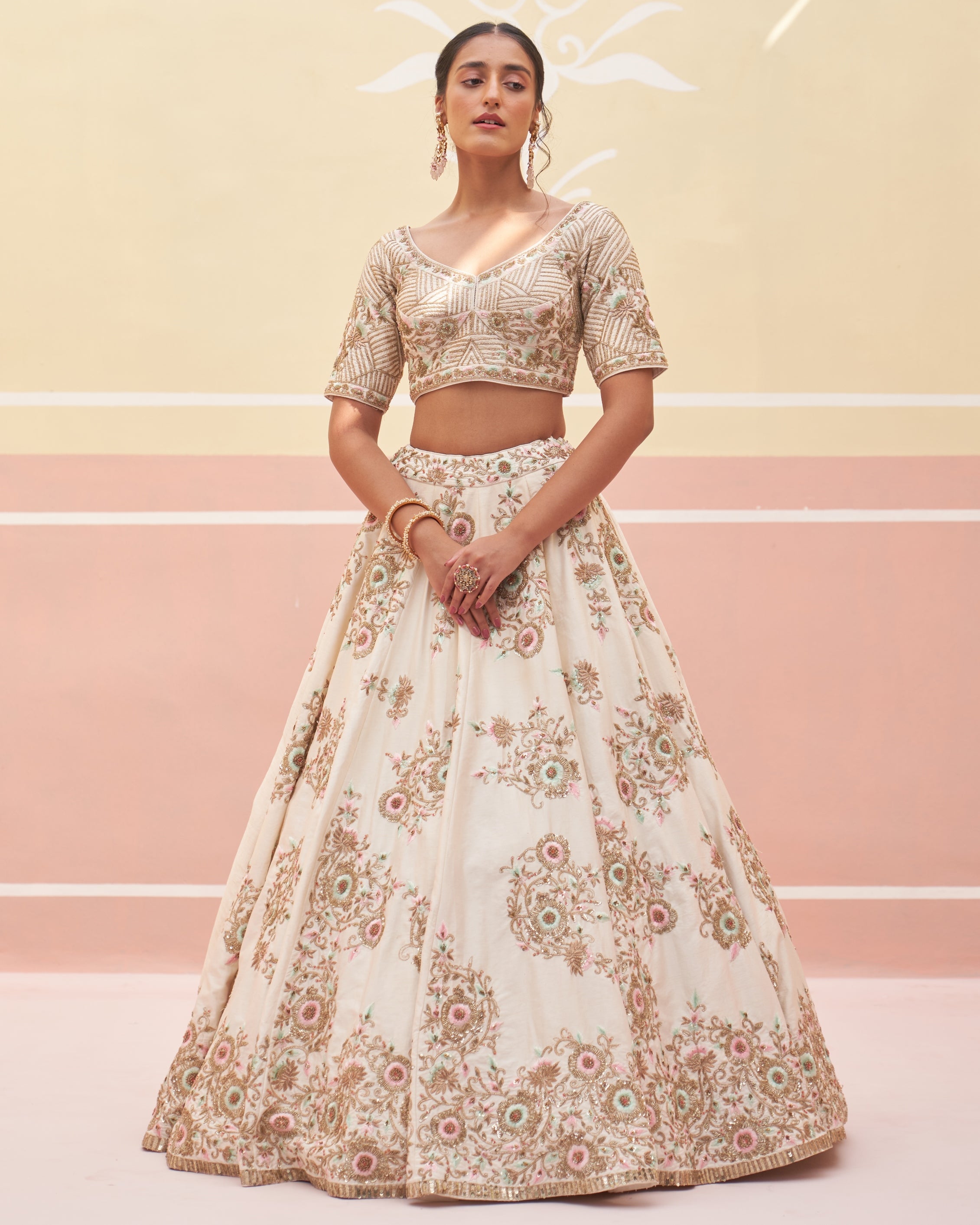 Dalia Ivory Raw Silk Lehenga Set