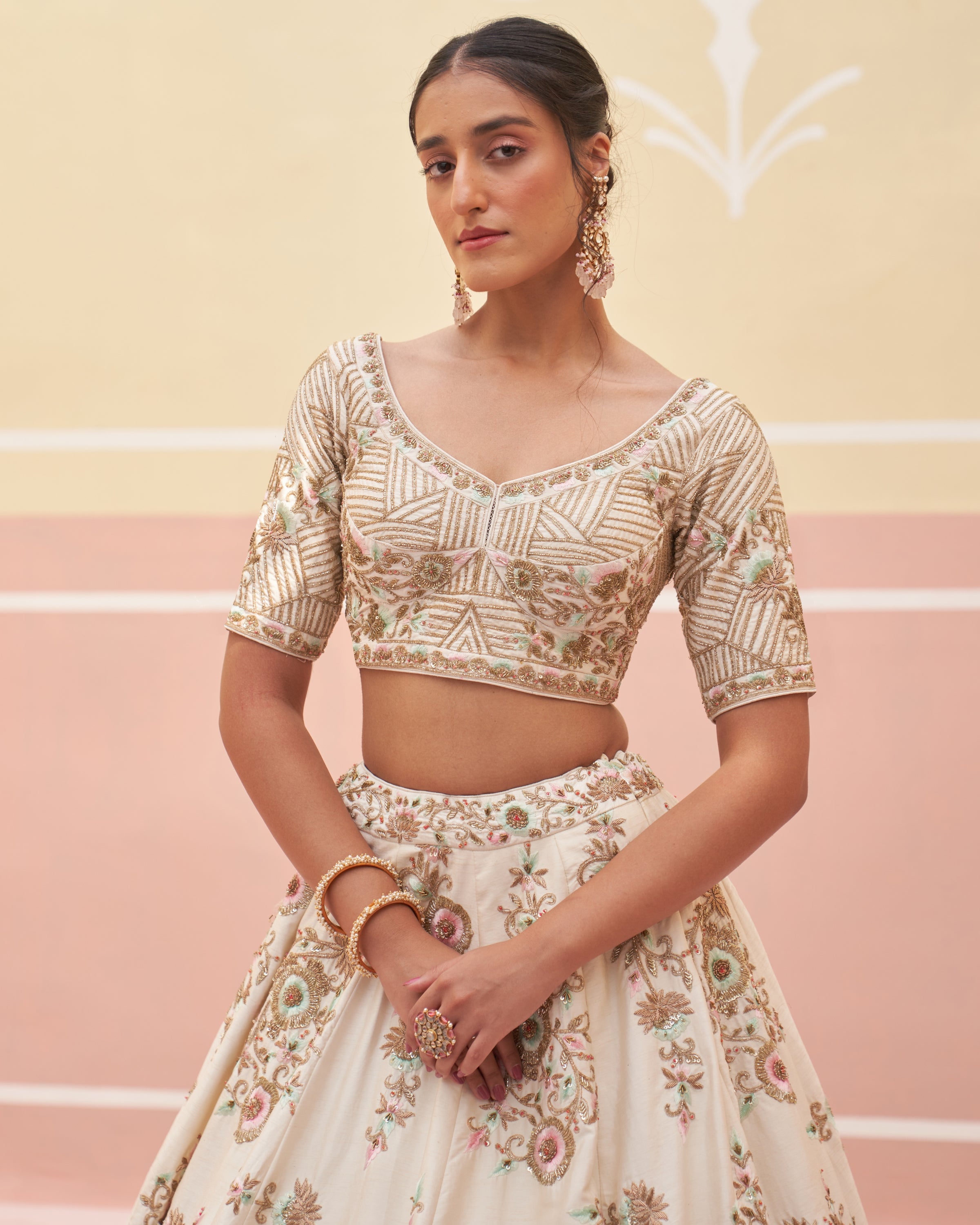 Dalia Ivory Raw Silk Lehenga Set