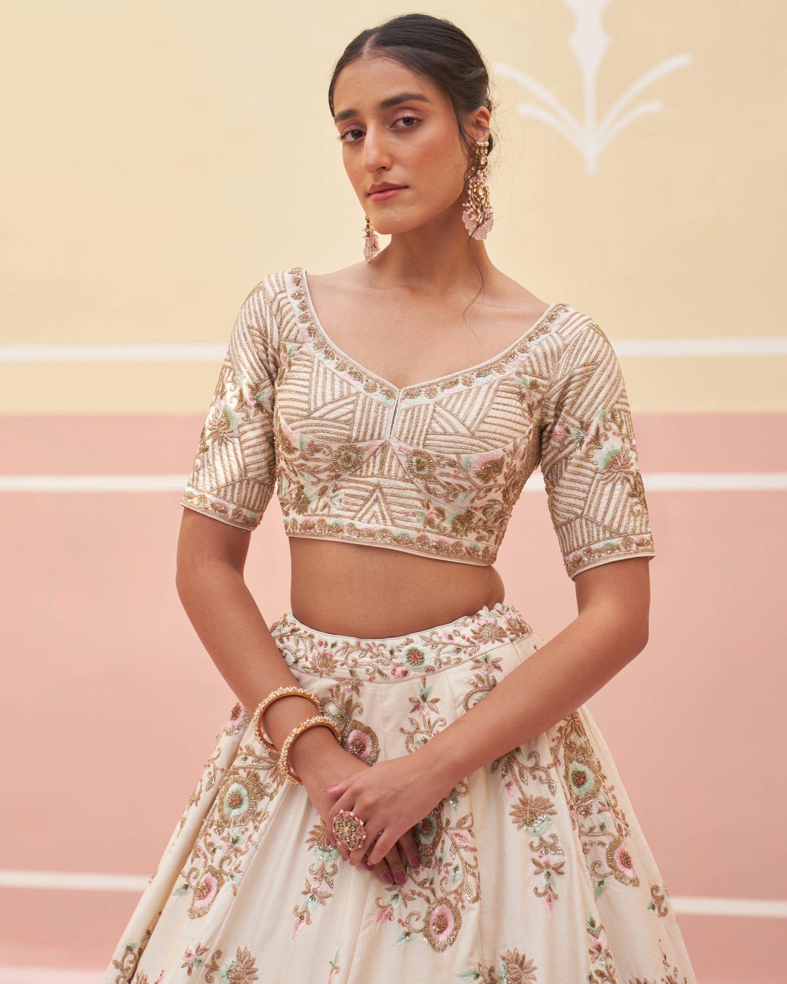 Dalia Ivory Raw Silk Lehenga Set