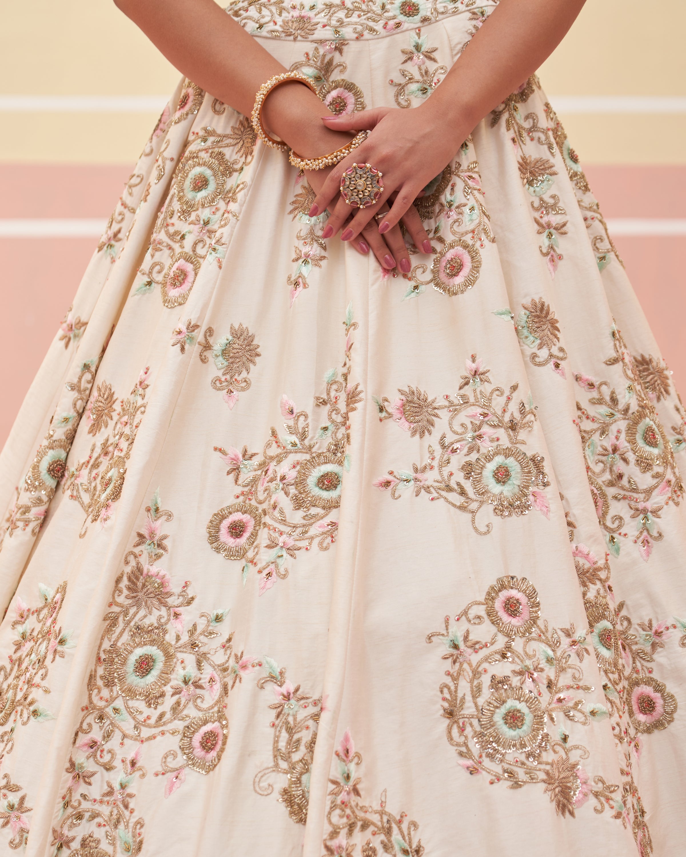 Dalia Ivory Raw Silk Lehenga Set