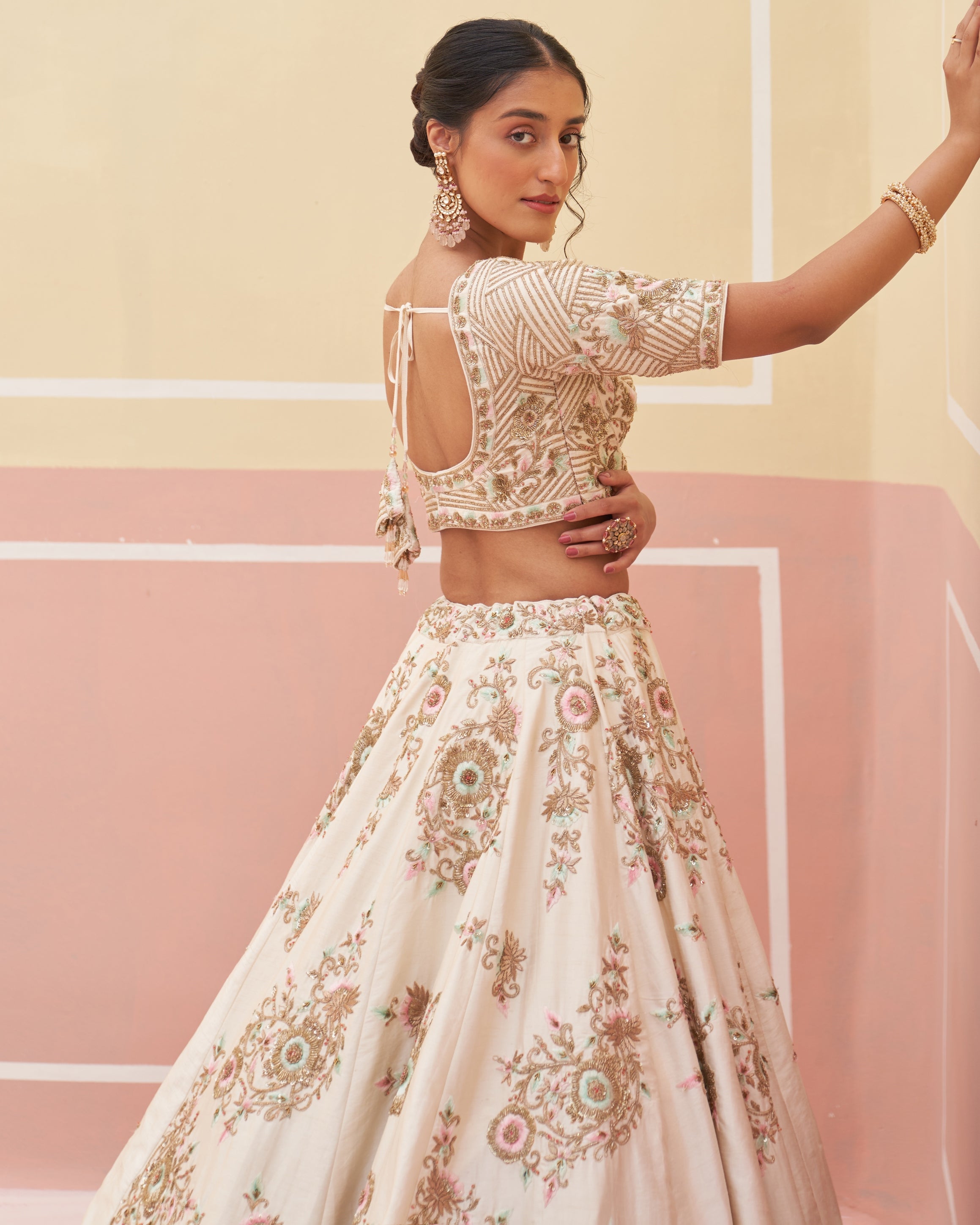 Dalia Ivory Raw Silk Lehenga Set