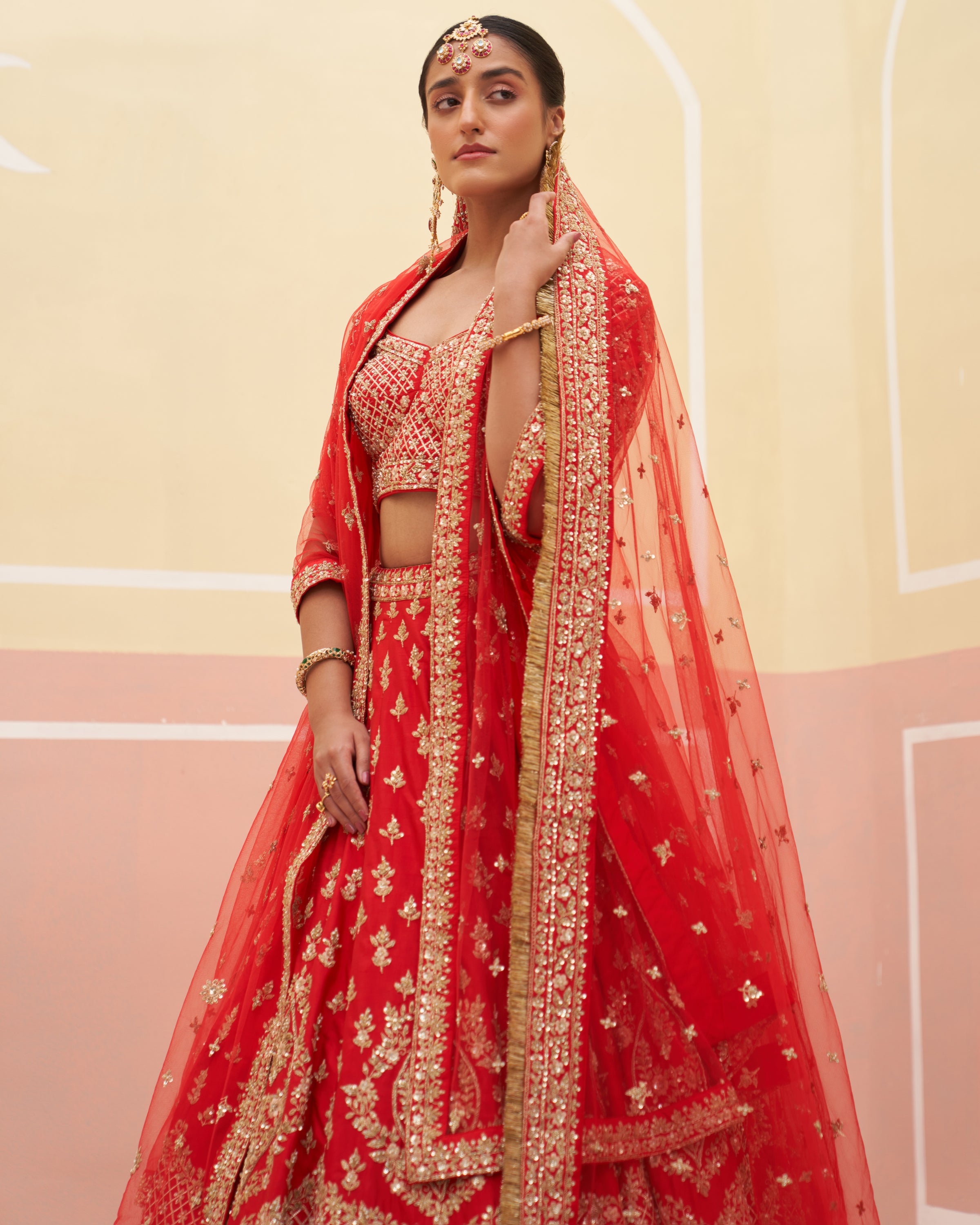 Hetal Red Raw Silk Lehenga Set