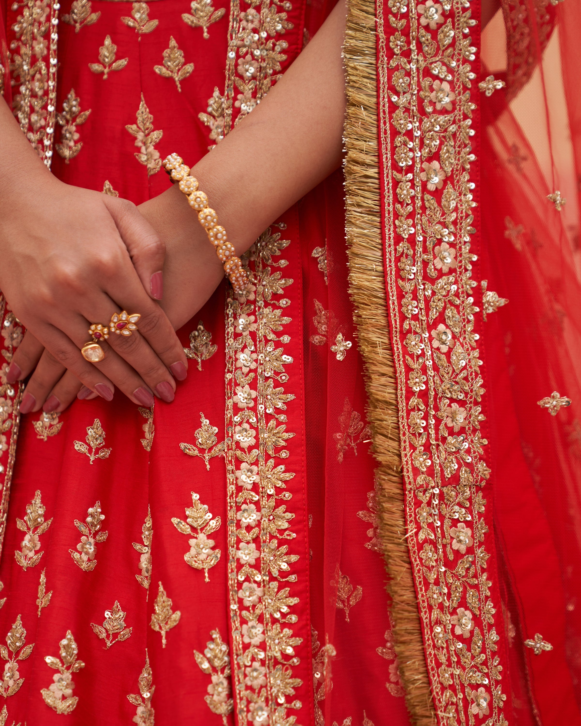 Hetal Red Raw Silk Lehenga Set