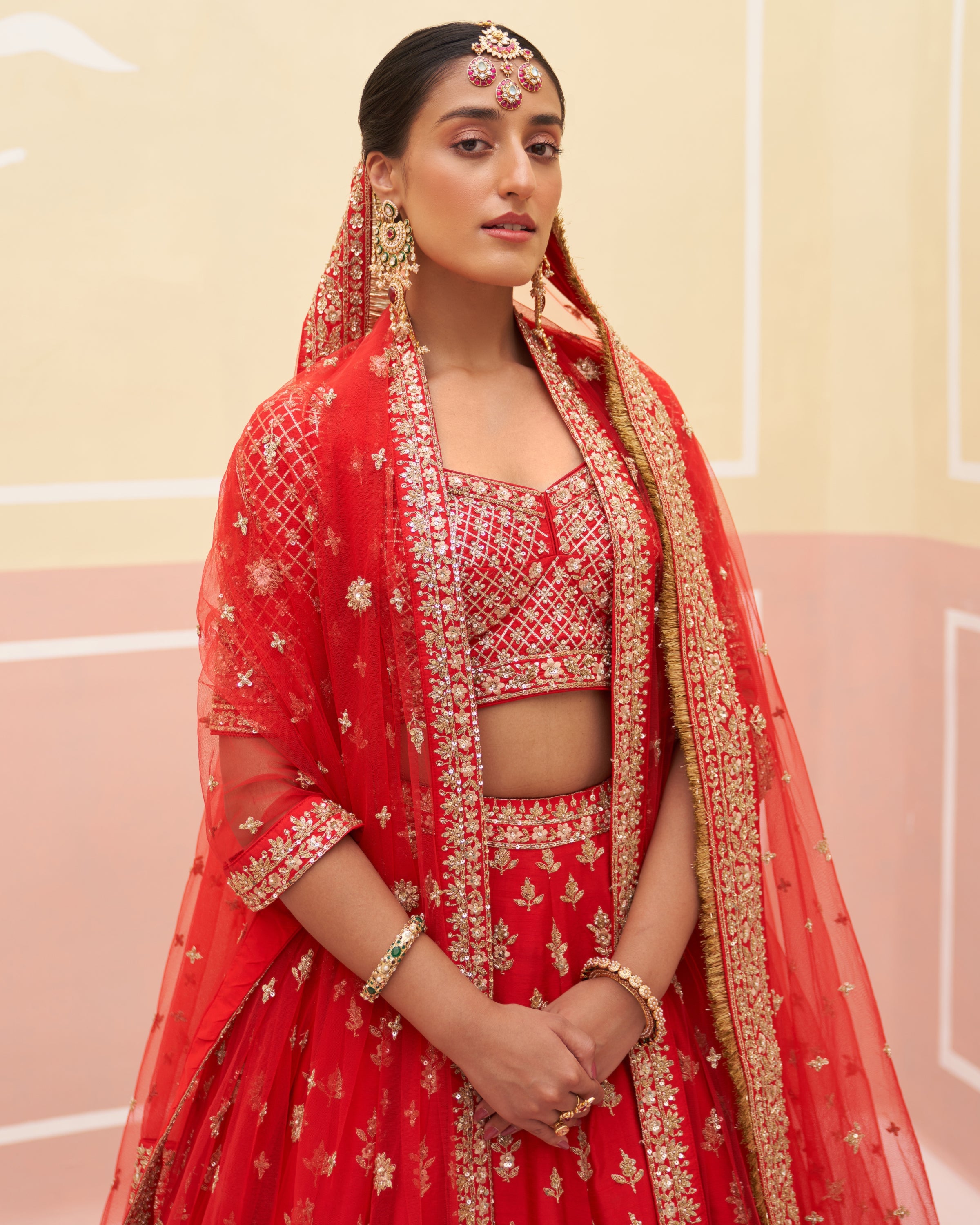 Hetal Red Raw Silk Lehenga Set