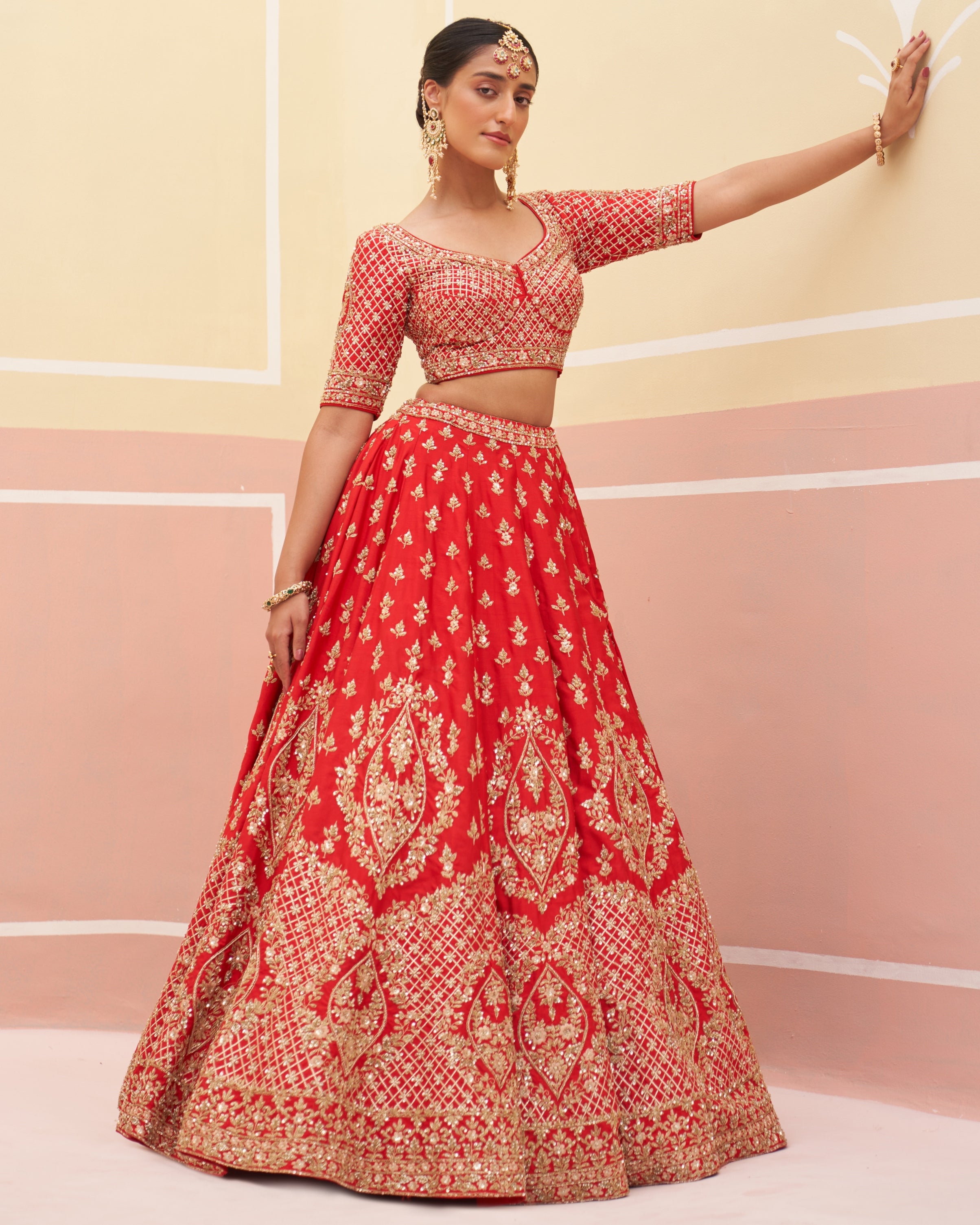 Hetal Red Raw Silk Lehenga Set