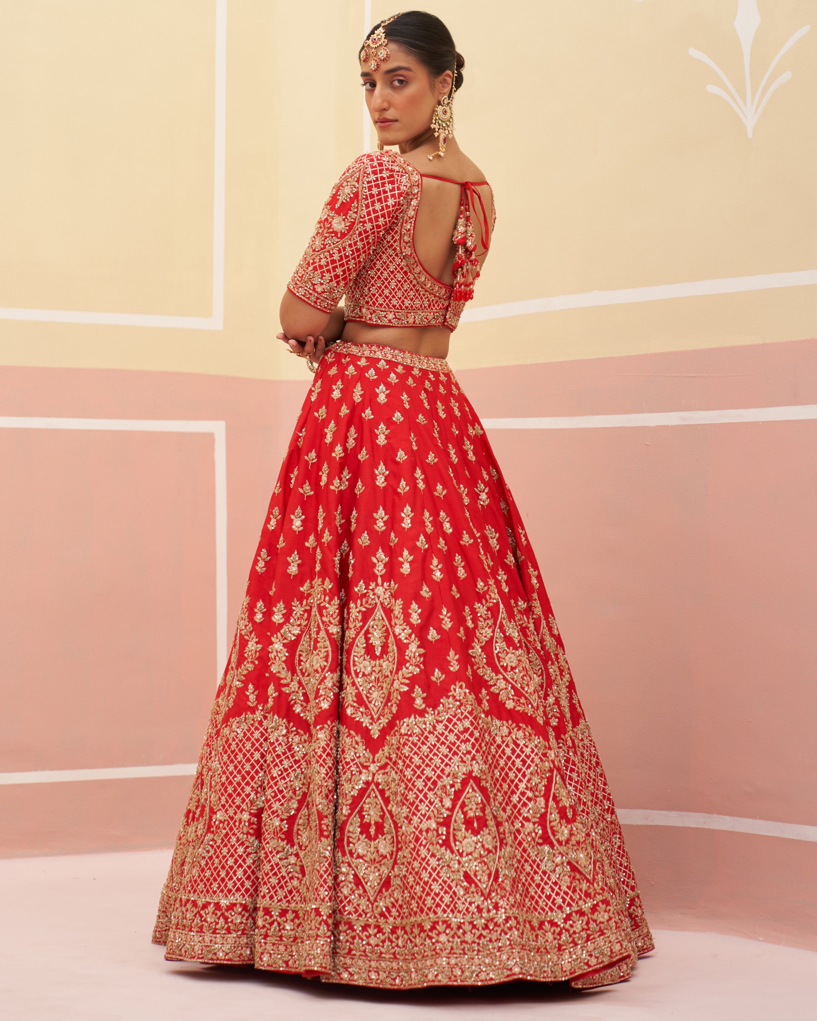 Hetal Red Raw Silk Lehenga Set