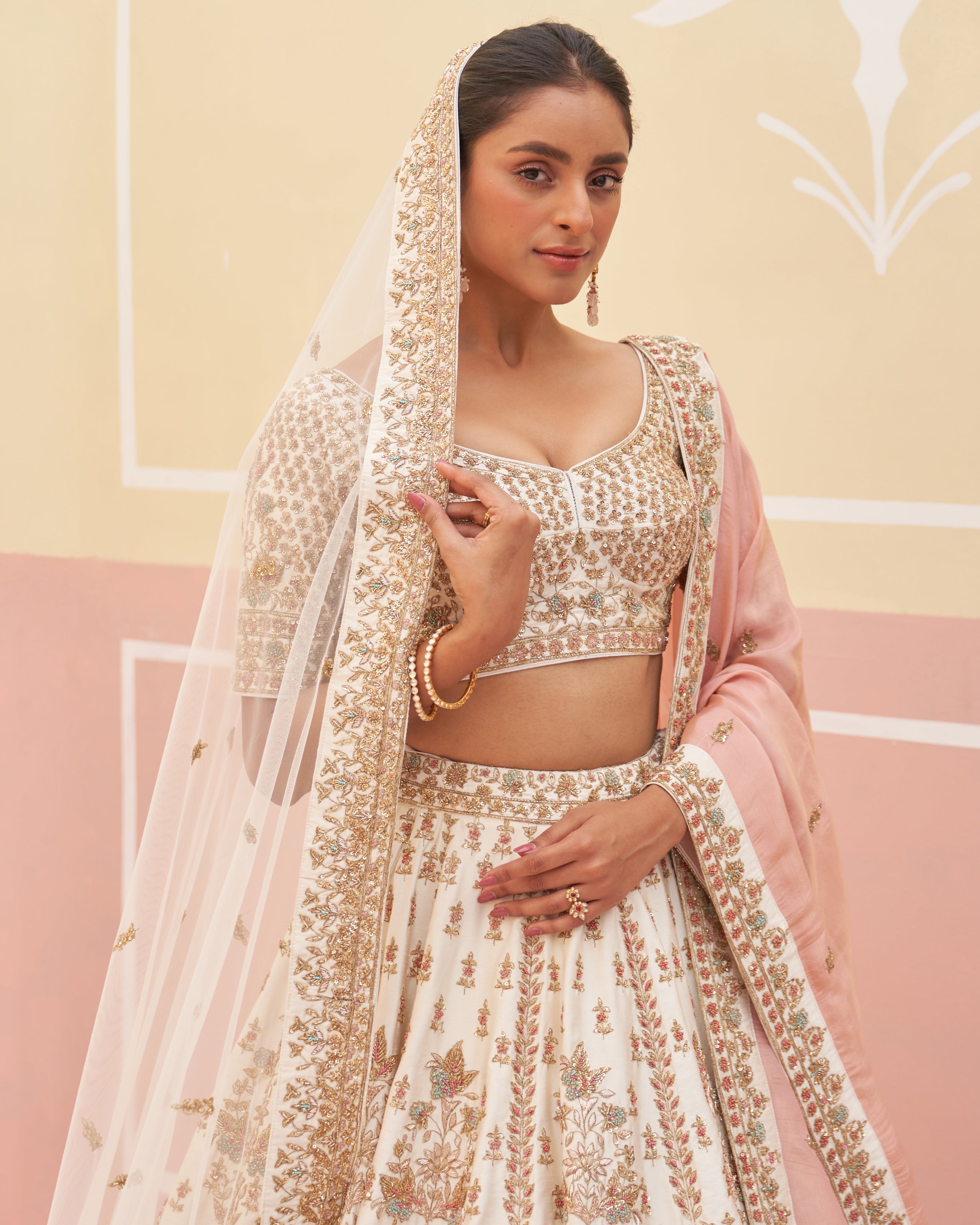 Safa Ivory Raw Silk Lehenga Set