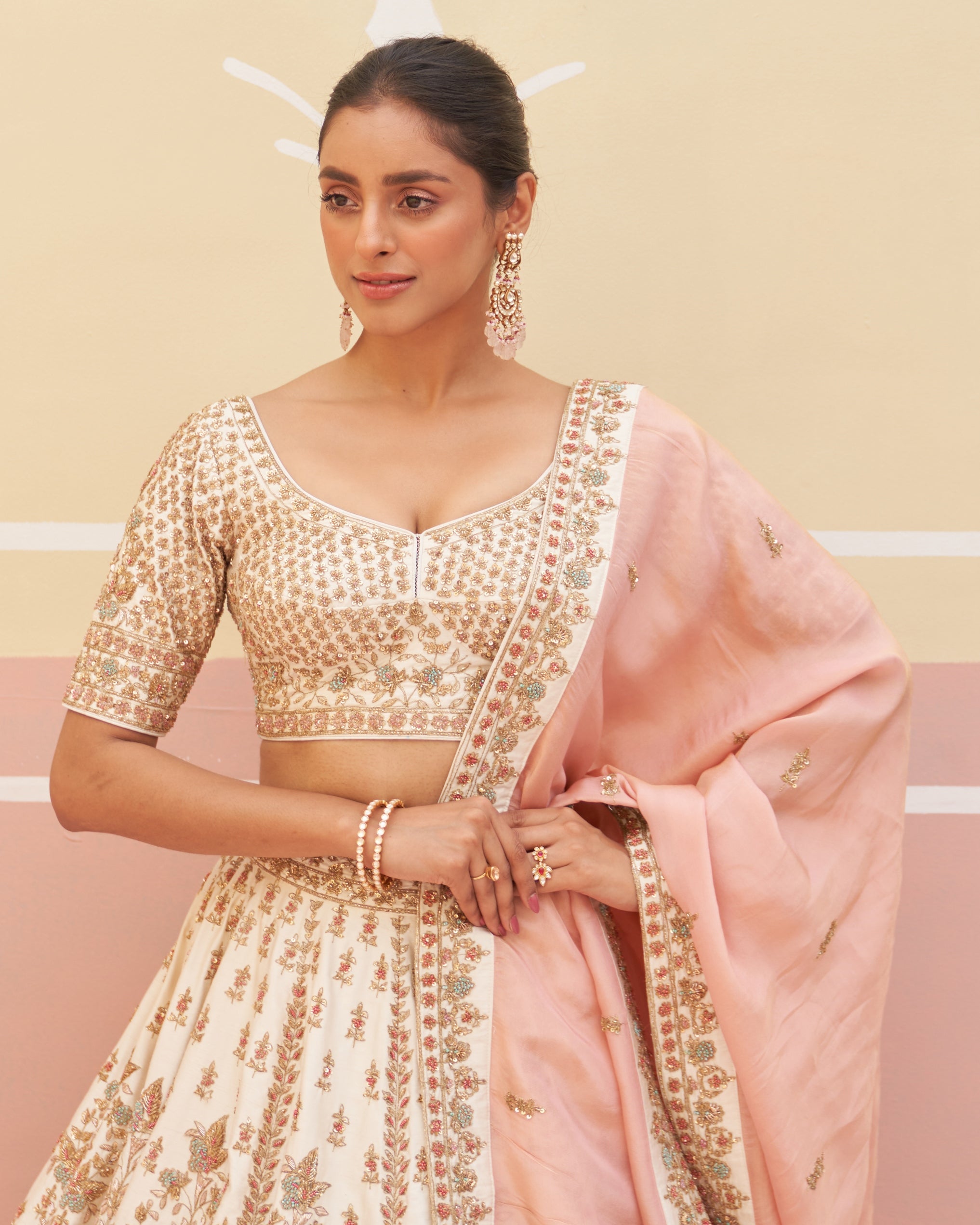 Safa Ivory Raw Silk Lehenga Set