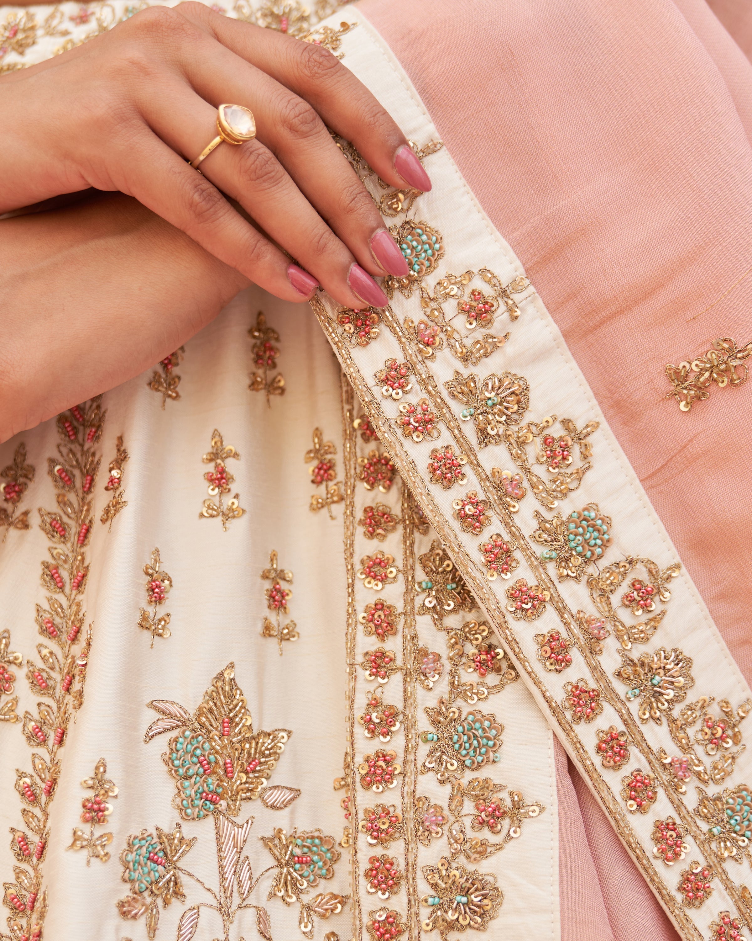 Safa Ivory Raw Silk Lehenga Set