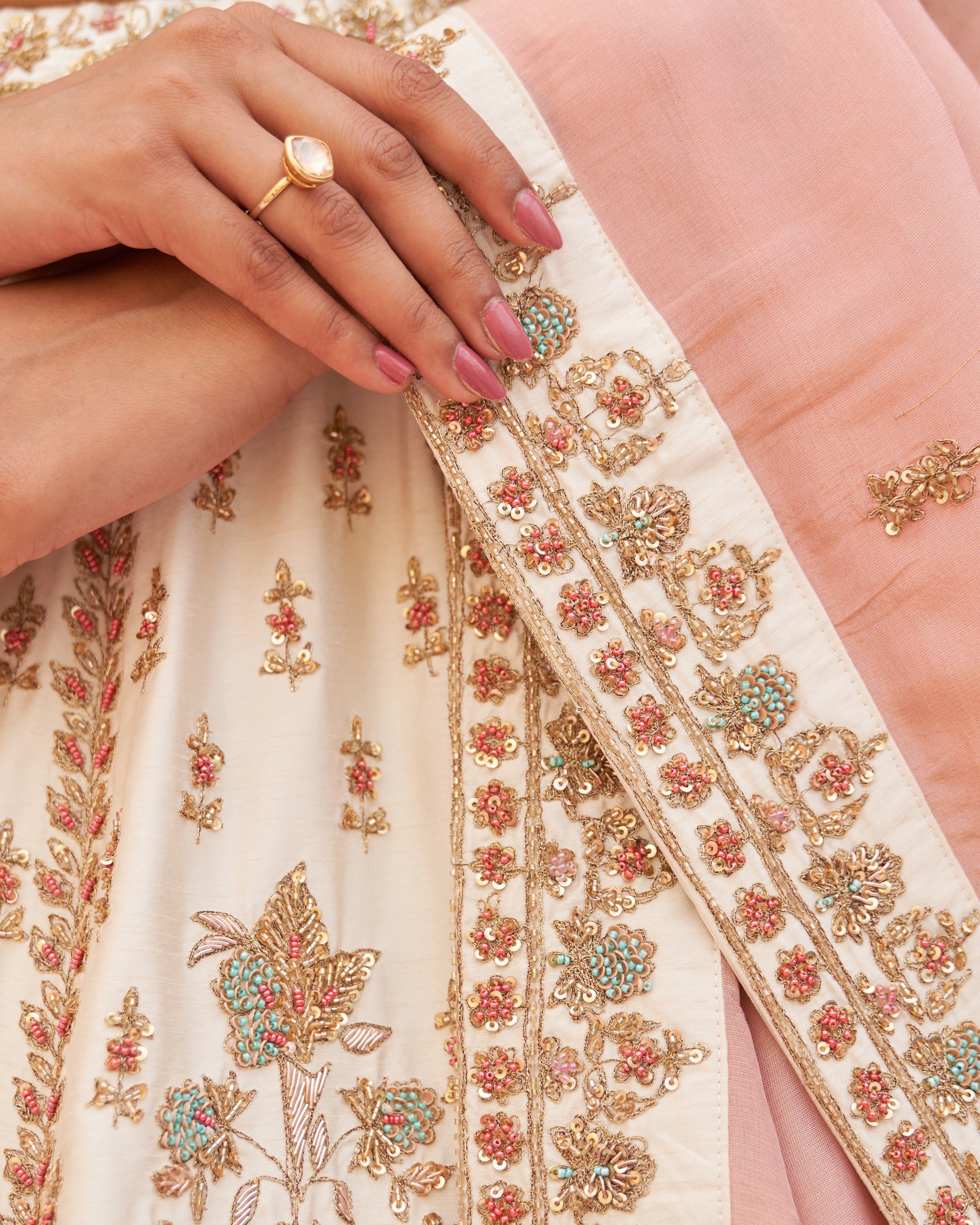 Safa Ivory Raw Silk Lehenga Set