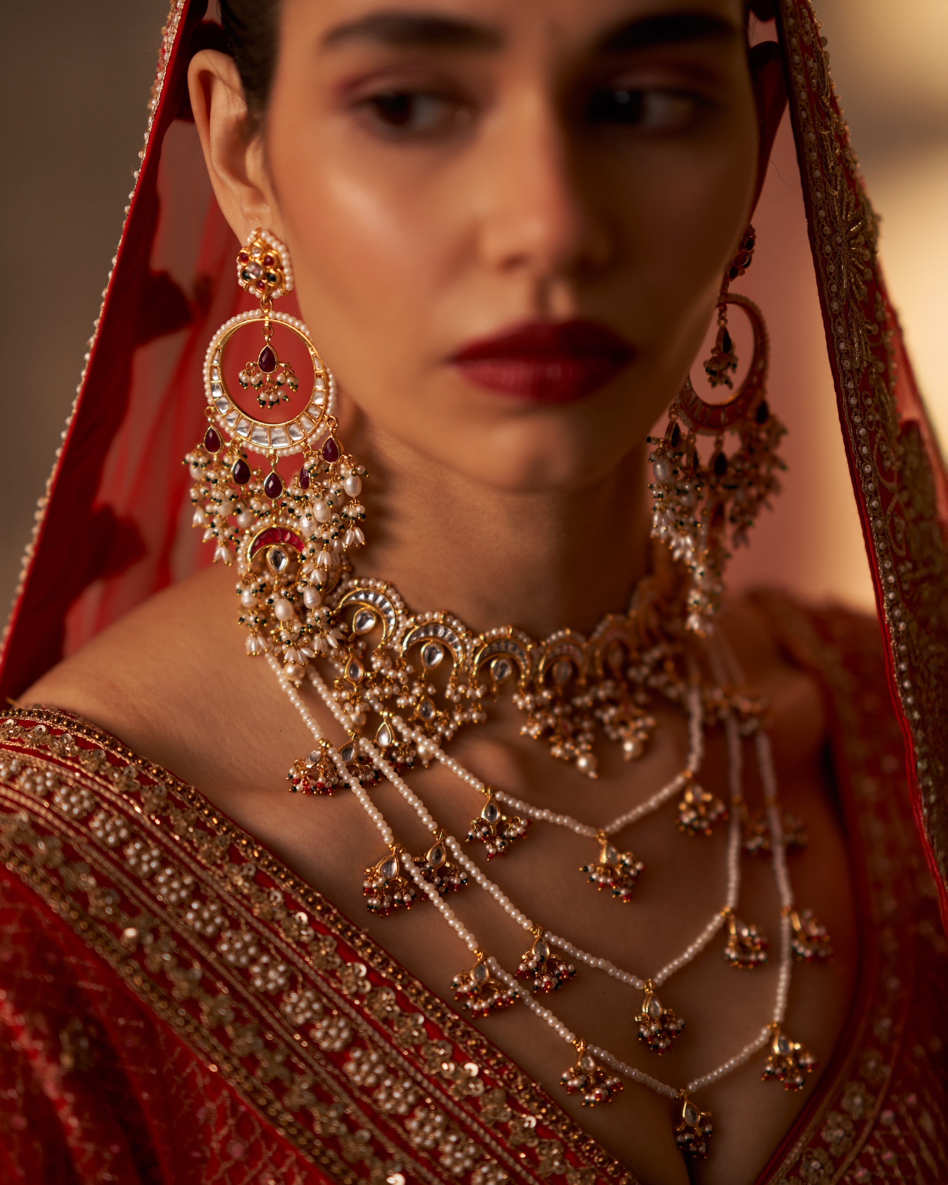 Ishira Red Raw Silk Double Dupatta Lehenga Set