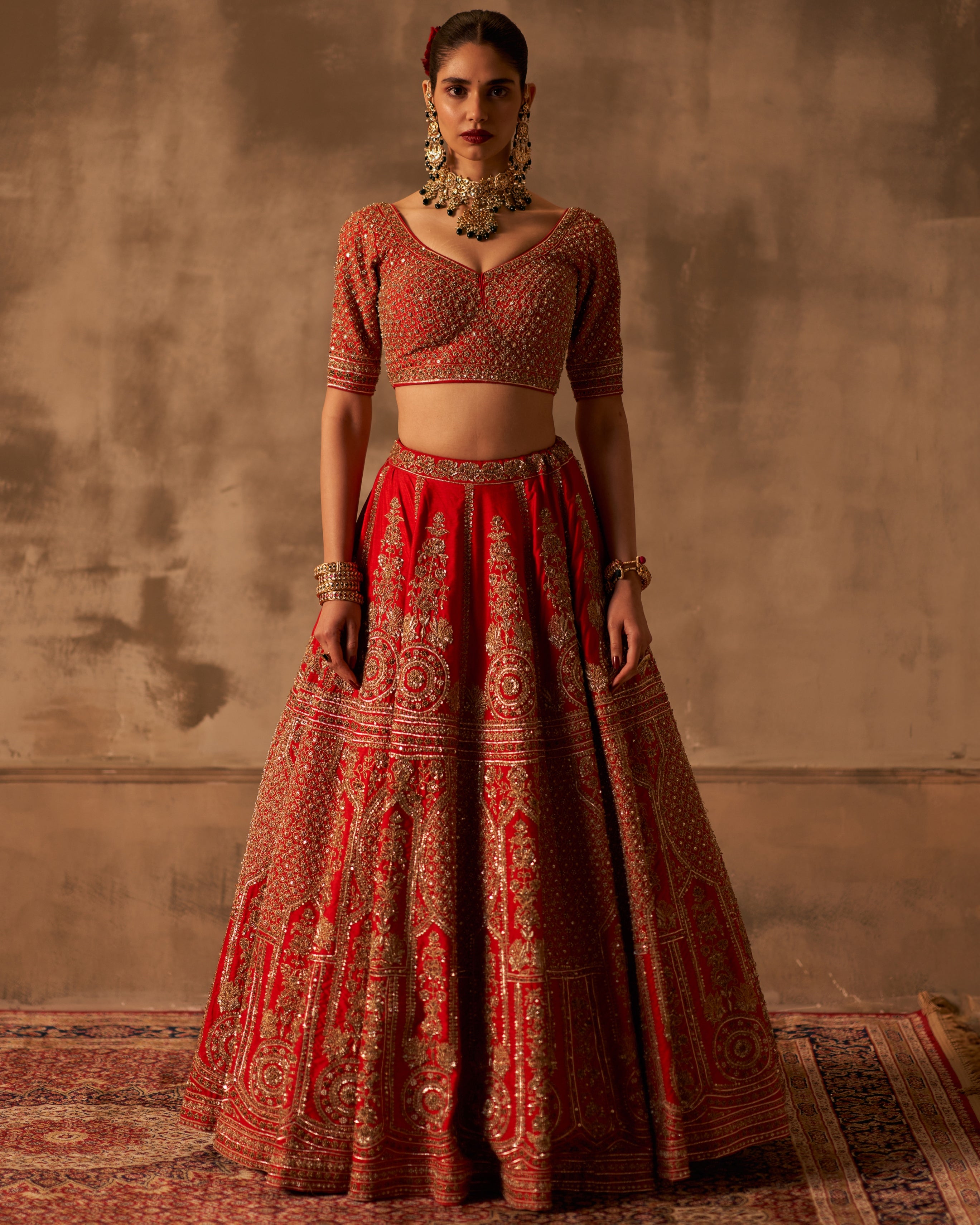 Hiral Red Raw Silk Double Dupatta Lehenga Set