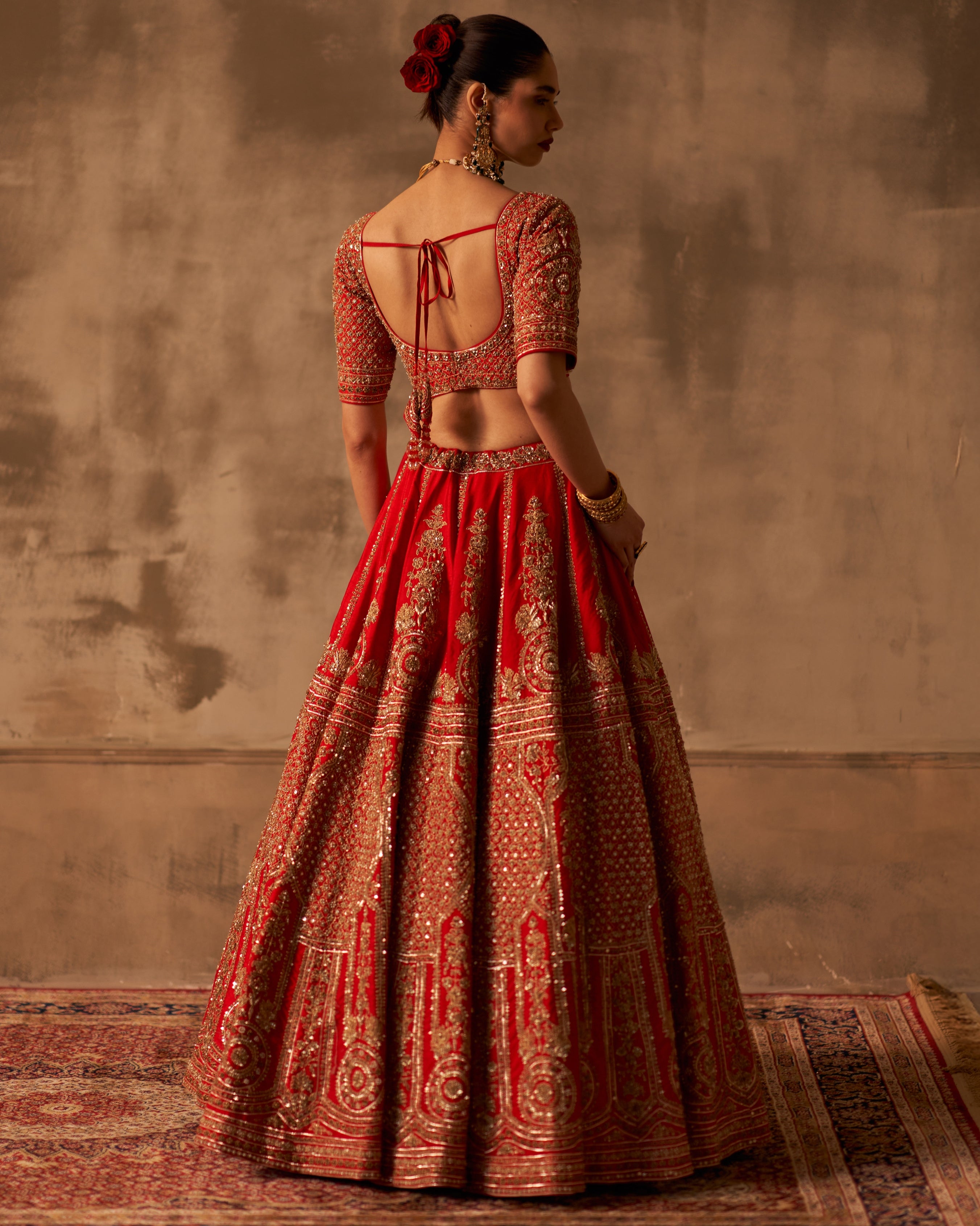 Hiral Red Raw Silk Double Dupatta Lehenga Set