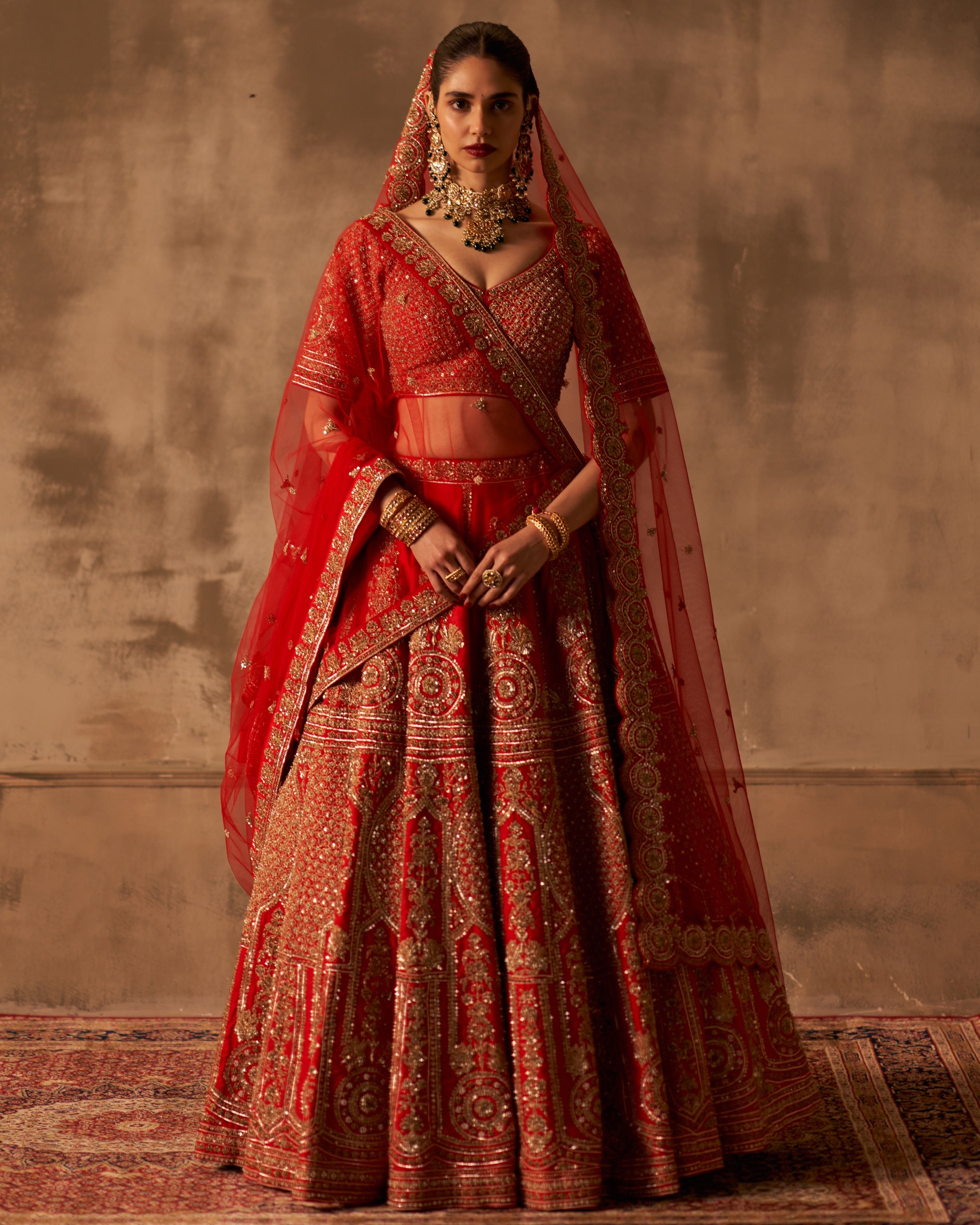 Hiral Red Raw Silk Double Dupatta Lehenga Set