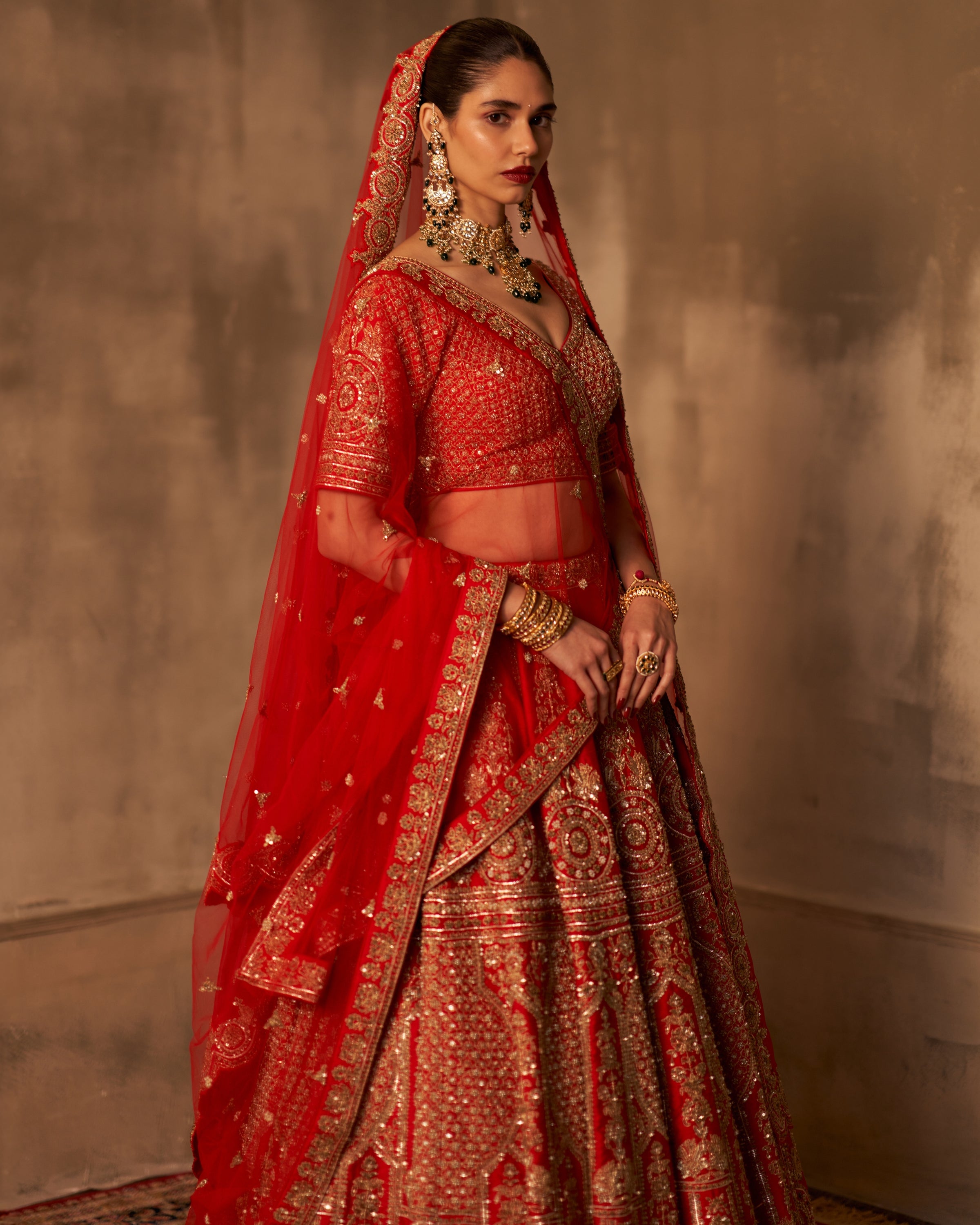 Hiral Red Raw Silk Double Dupatta Lehenga Set