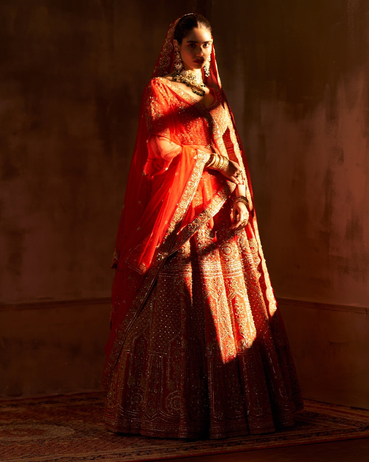 Hiral Red Raw Silk Double Dupatta Lehenga Set