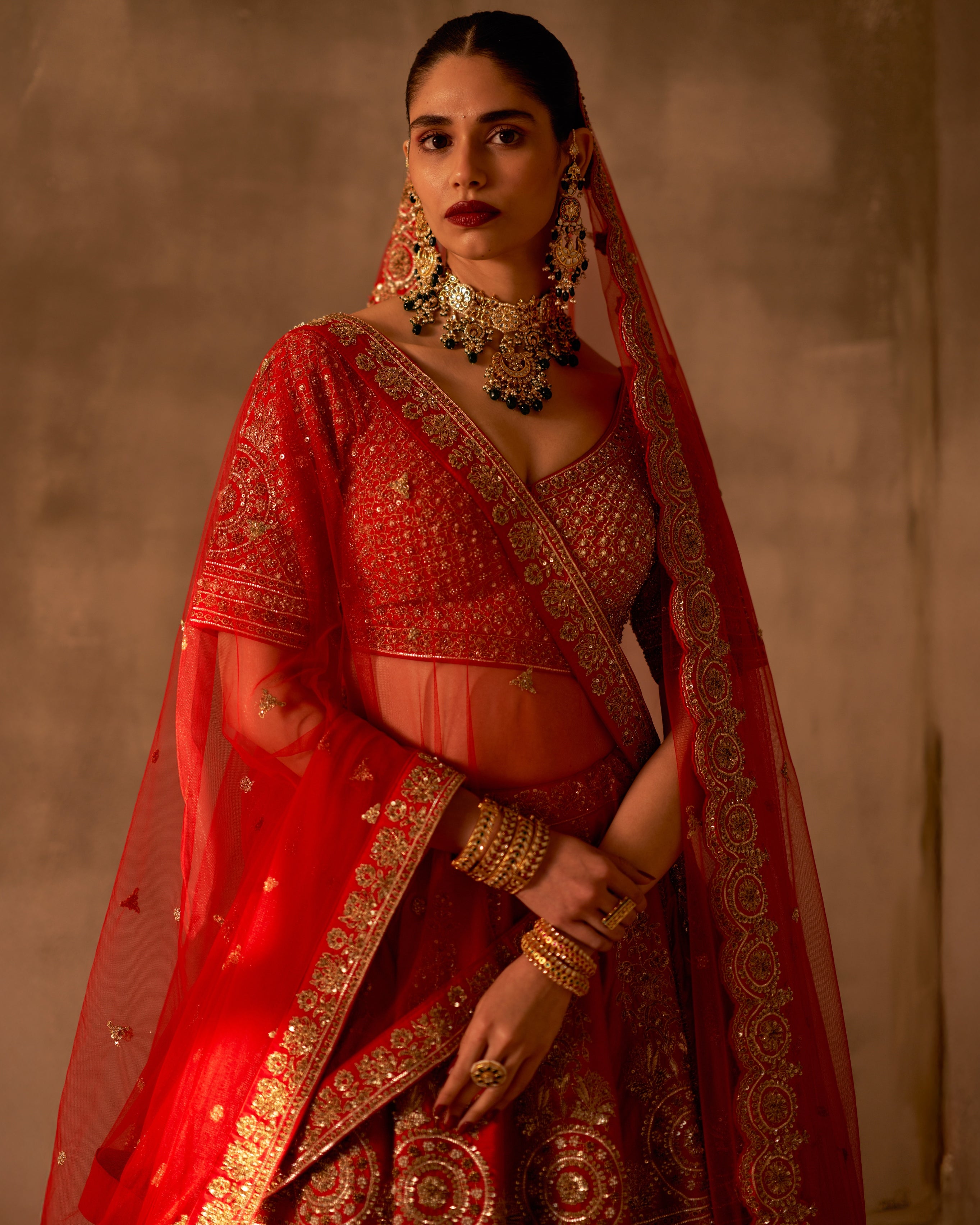 Hiral Red Raw Silk Double Dupatta Lehenga Set