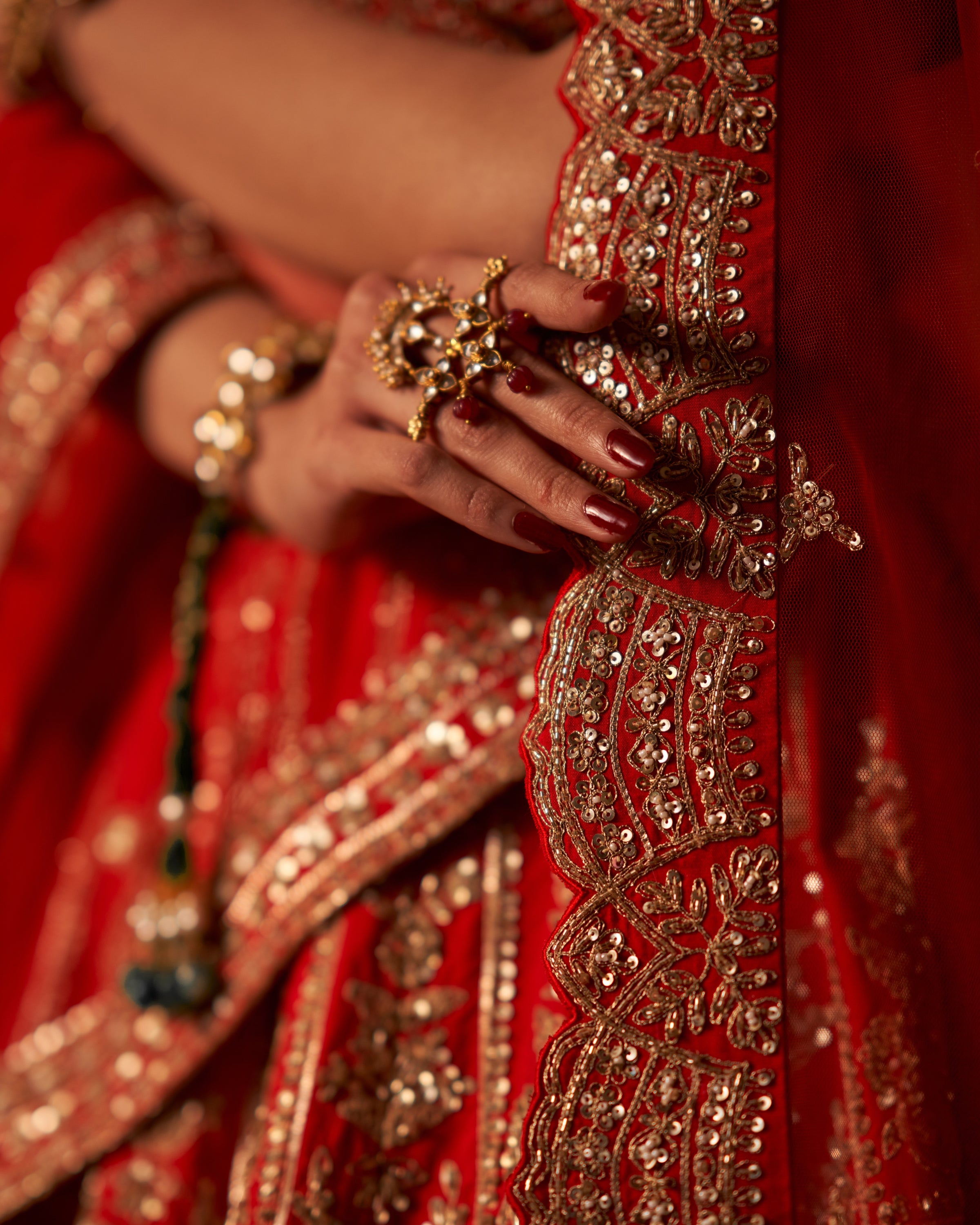 Gauri Red Raw Silk Double Dupatta Lehenga Set