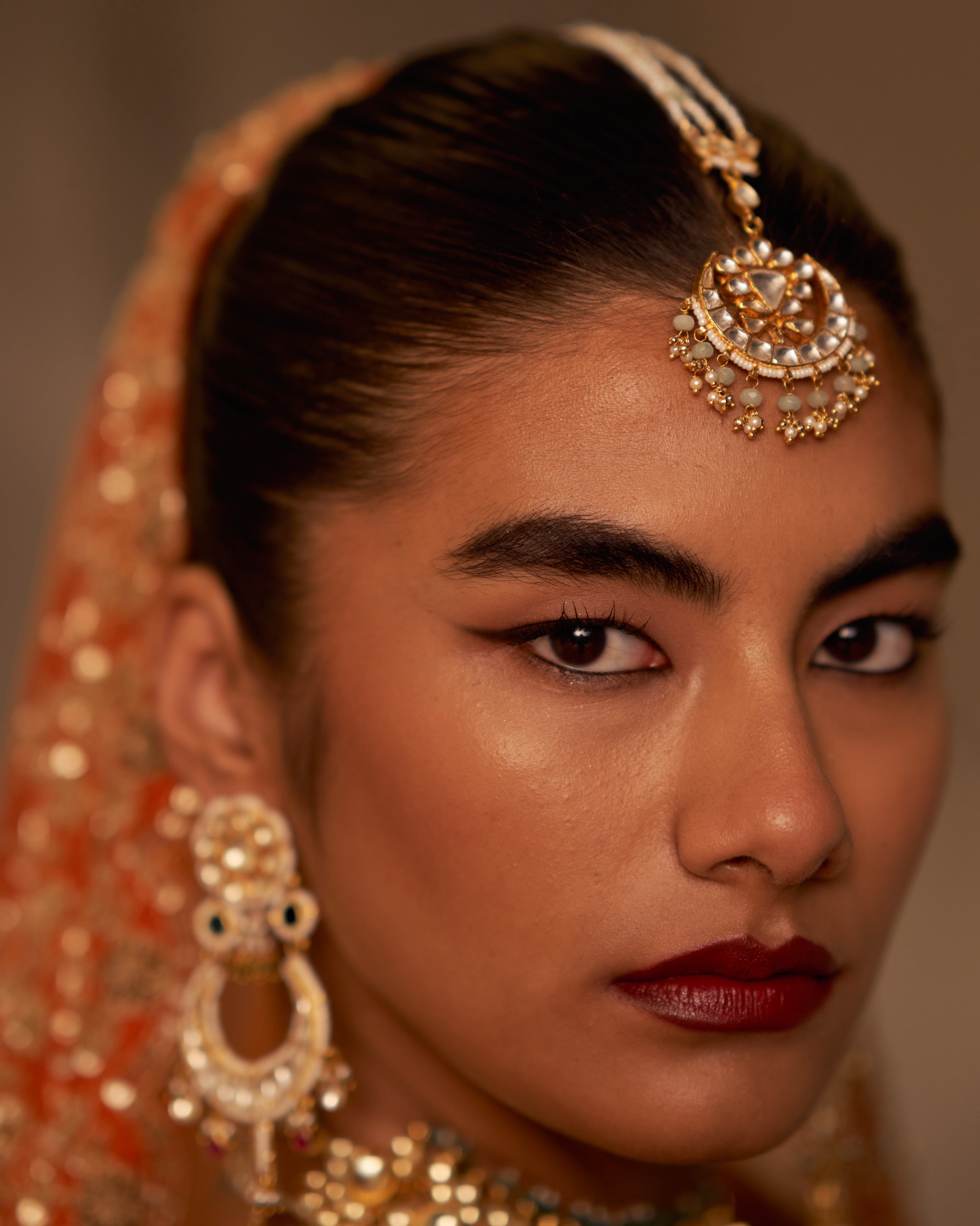 Rust Raw Silk Double Dupatta Lehenga Set