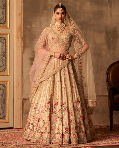 Ivory Organza Double Dupatta Lehenga Set