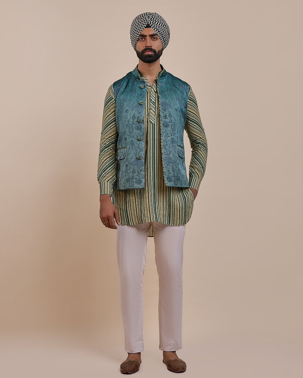 Teal Blue Nehru Jacket