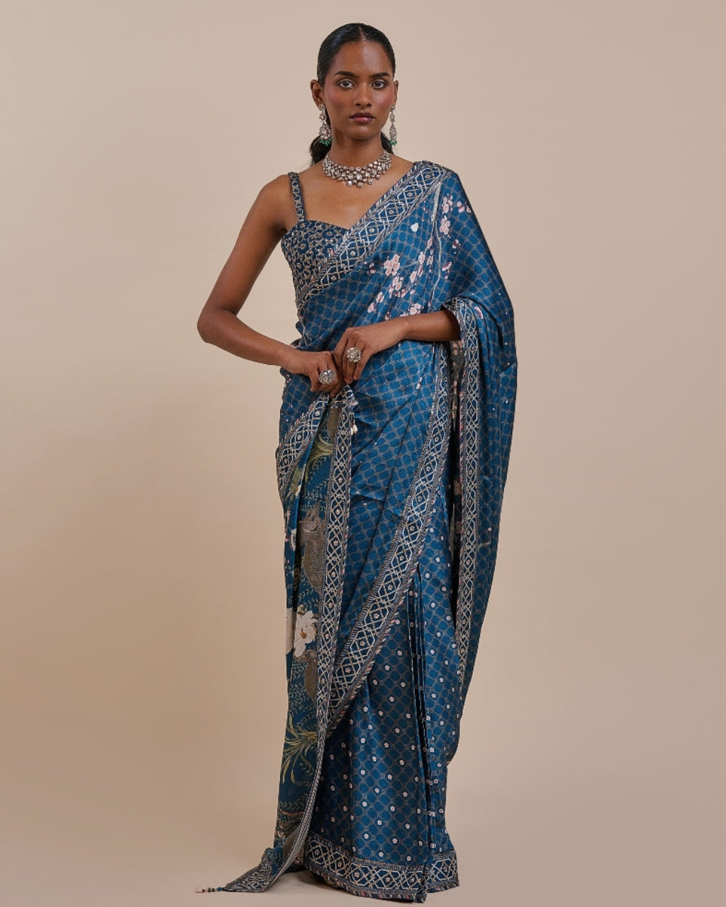 Midnight Blue Sari Set