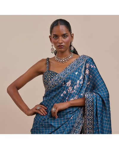 Midnight Blue Sari Set