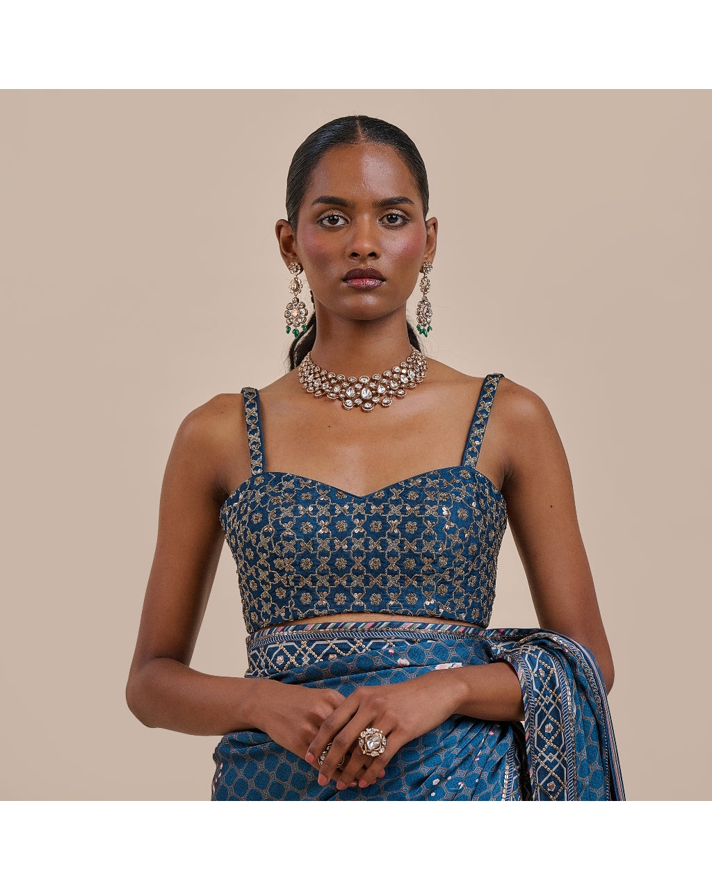 Midnight Blue Sari Set