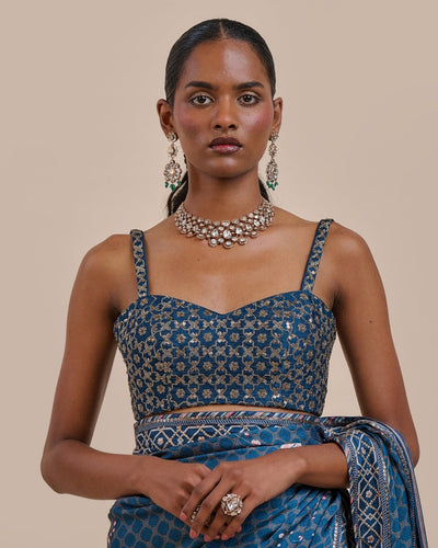 Midnight Blue Sari Set