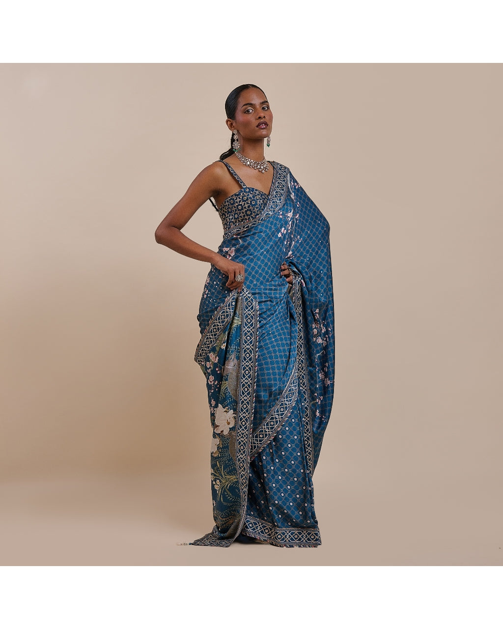 Midnight Blue Sari Set
