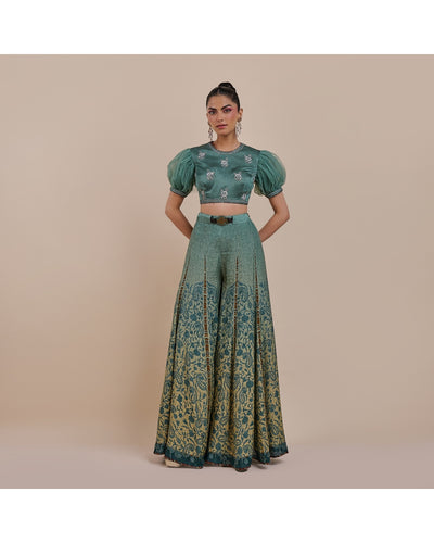 Teal Blue Ombre Sharara Set
