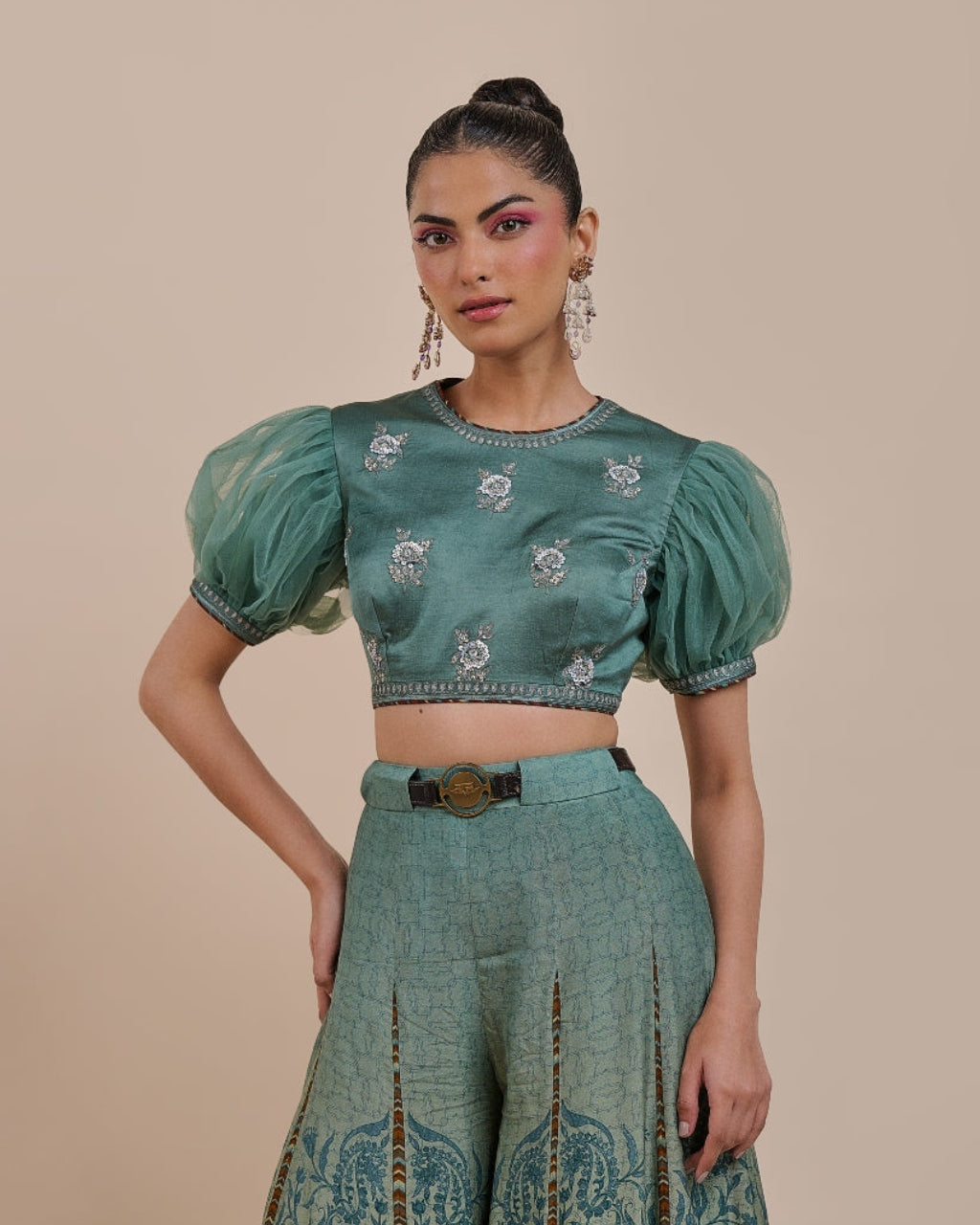Teal Blue Ombre Sharara Set