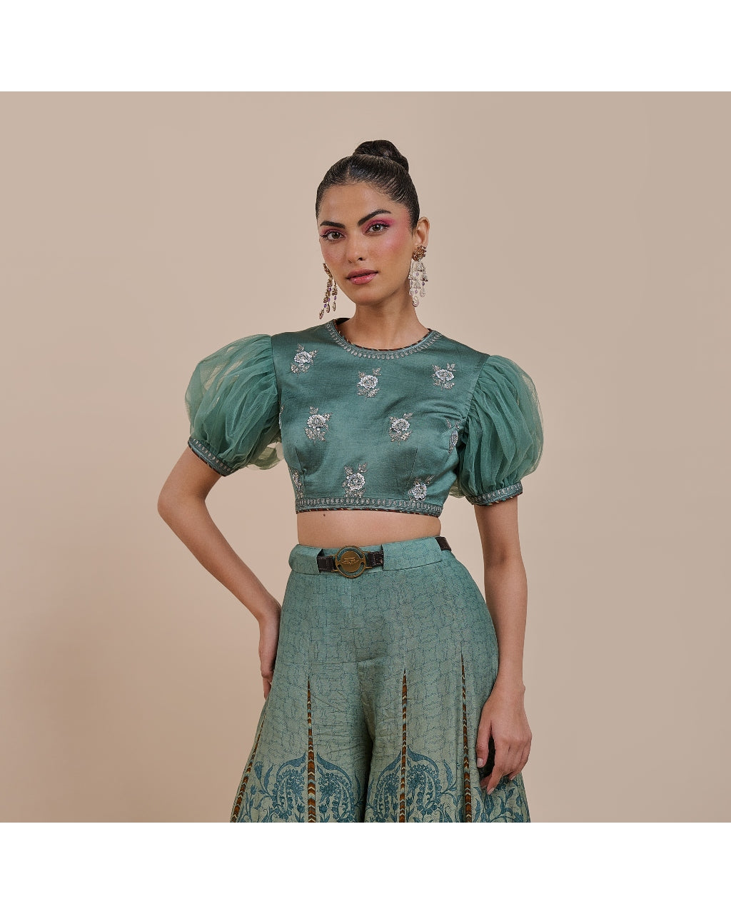 Teal Blue Ombre Sharara Set