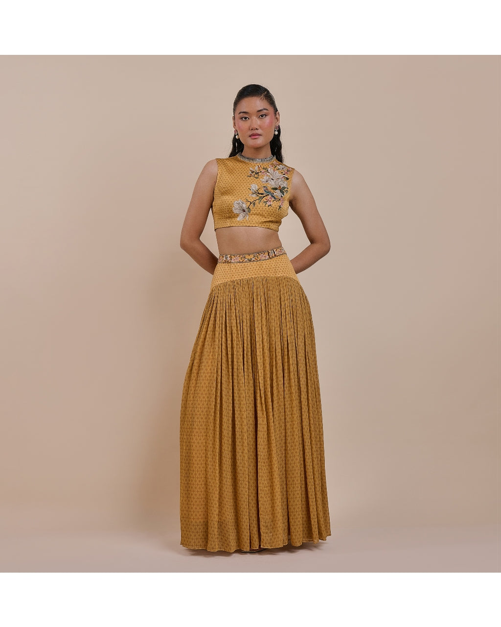 Ochre Mustard Skirt Set