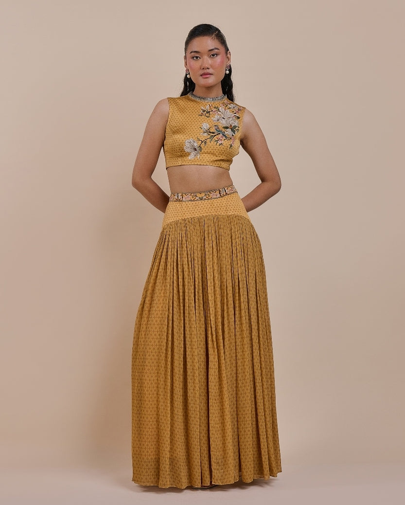 Ochre Mustard Skirt Set