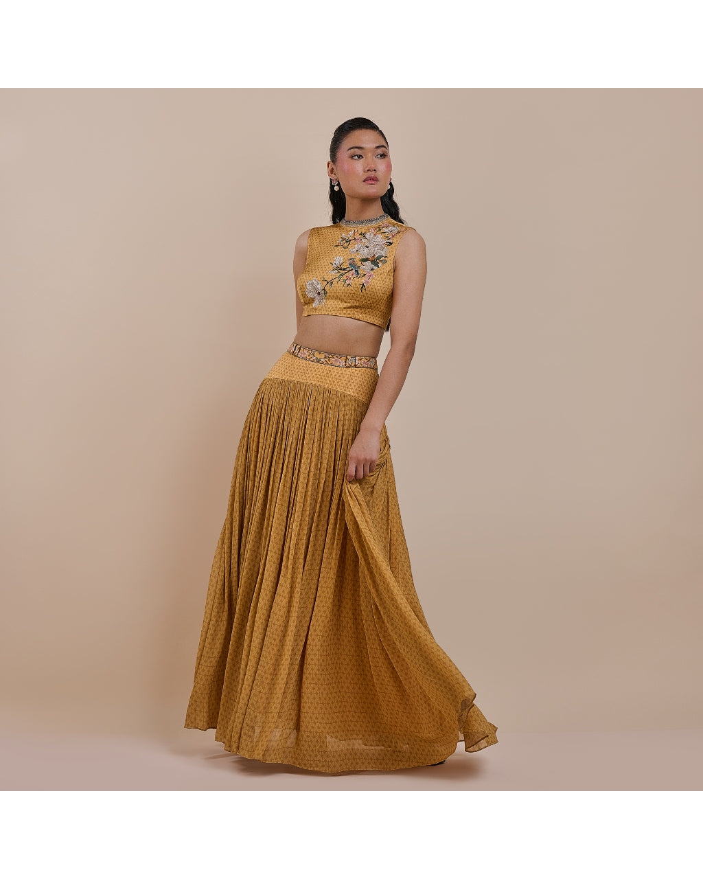 Ochre Mustard Skirt Set