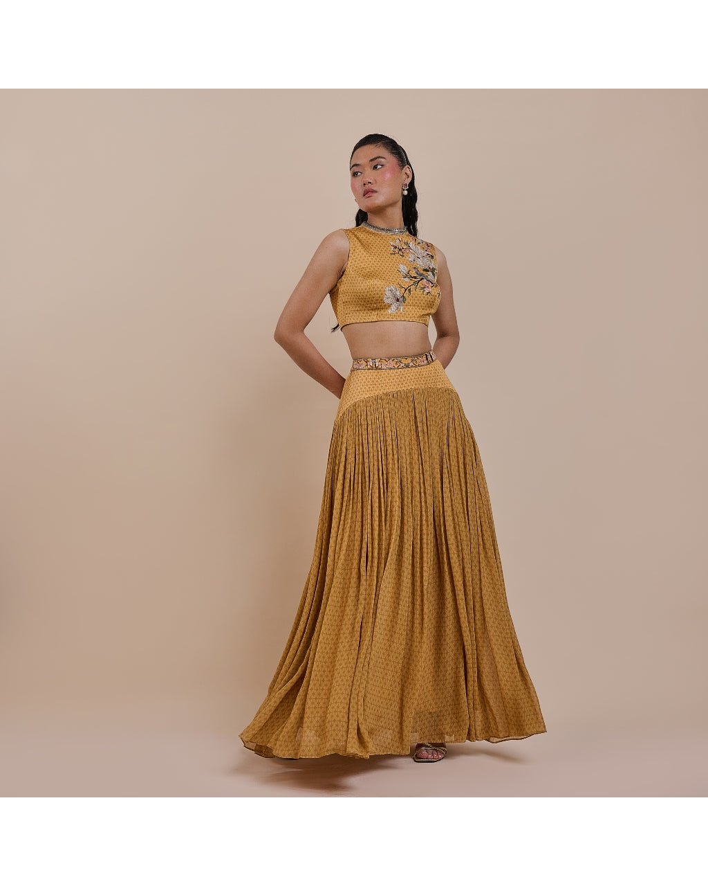 Ochre Mustard Skirt Set