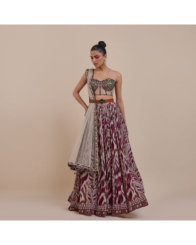 Plum Red Corset Skirt Set