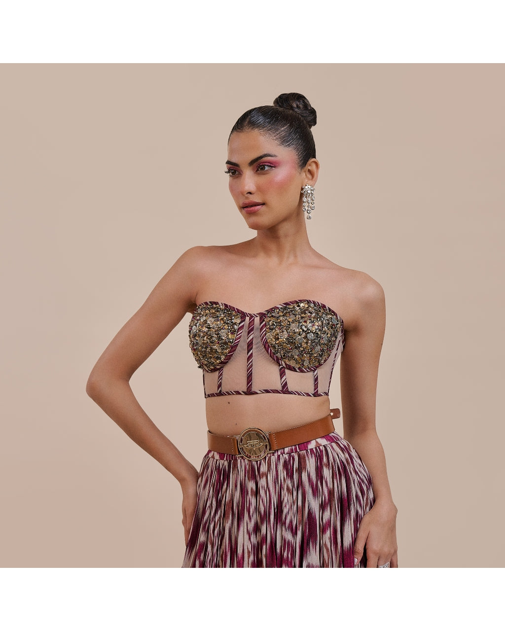 Plum Red Corset Skirt Set
