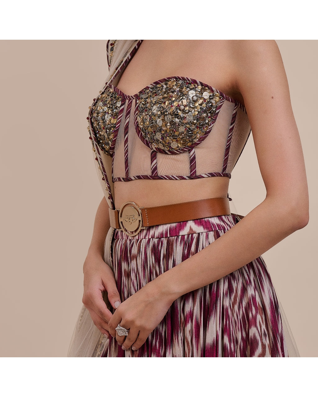 Plum Red Corset Skirt Set