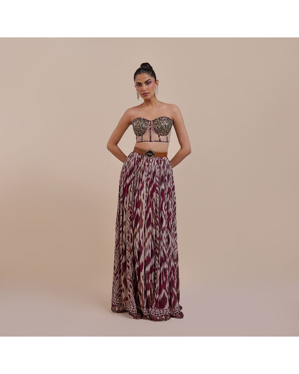 Plum Red Corset Skirt Set