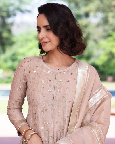 Beige Delara Short Anarkali Set