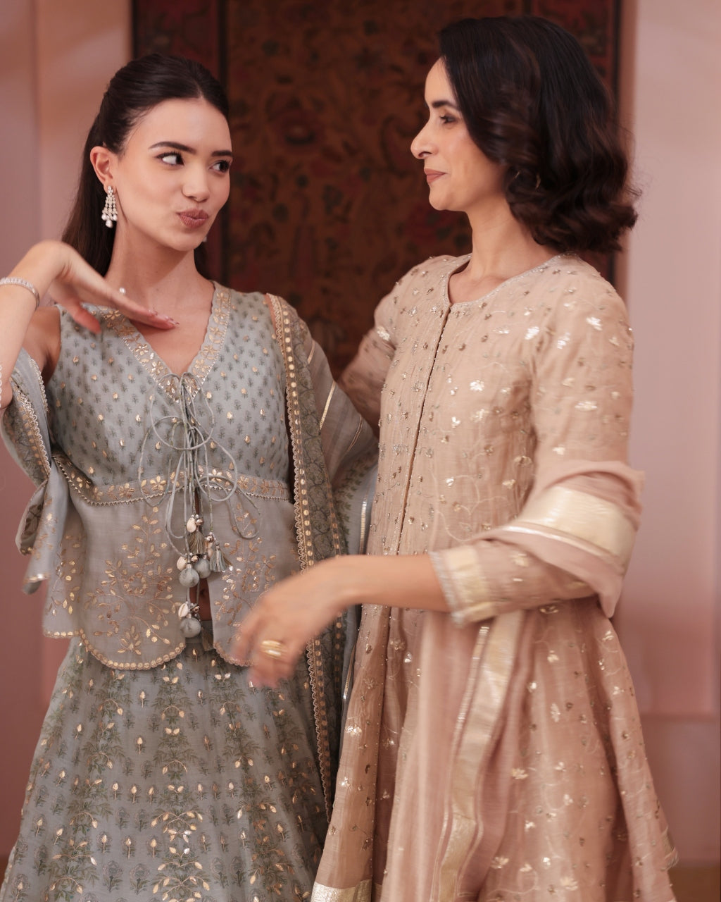 Beige Delara Short Anarkali Set